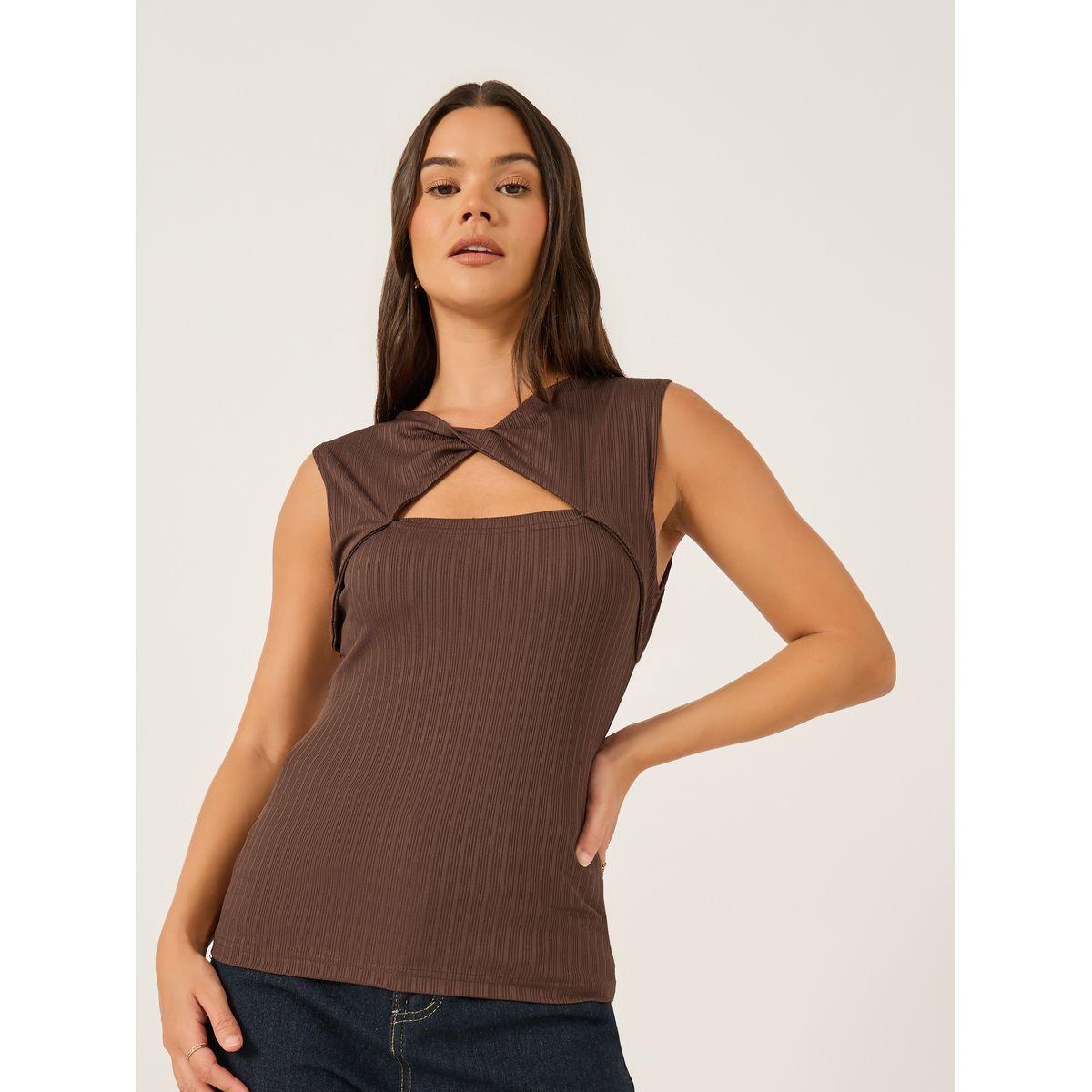 بلوزة بلا أكمام بتفاصيل مضلعة وملفوفة-women-clothing-shirtsandblouses-blouses-image-3