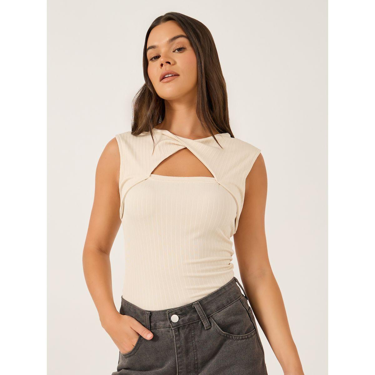 بلوزة بلا أكمام بتفاصيل ملفوفة-women-clothing-shirtsandblouses-blouses-image-1