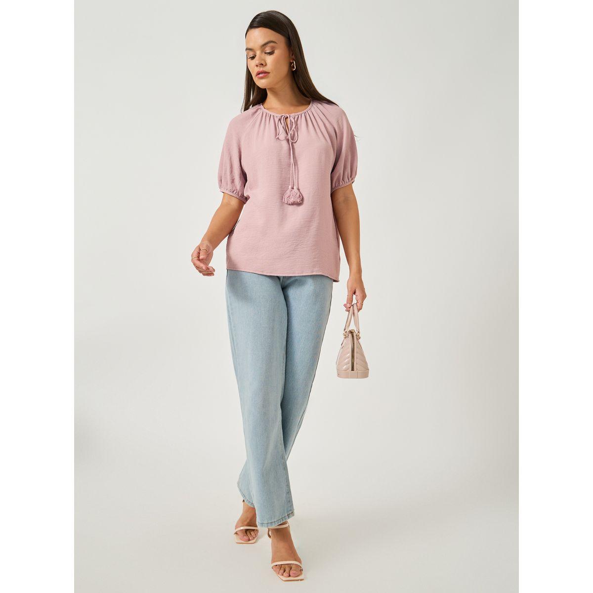 Styli Puff Sleeve Tie-Up Neck Blouse-women-clothing-shirtsandblouses-blouses-image-2