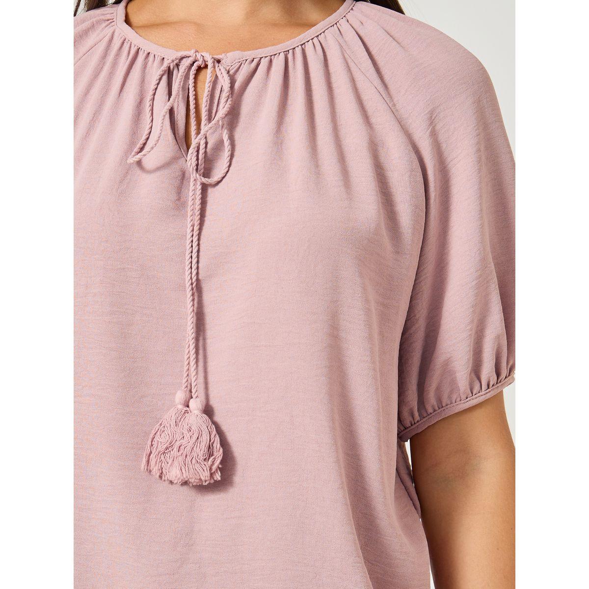 بلوزة بأكمام منفوخة مع تفاصيل ربطة-women-clothing-shirtsandblouses-blouses-image-3