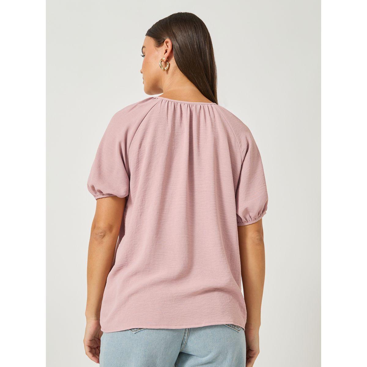 بلوزة بأكمام منفوخة مع تفاصيل ربطة-women-clothing-shirtsandblouses-blouses-image-4