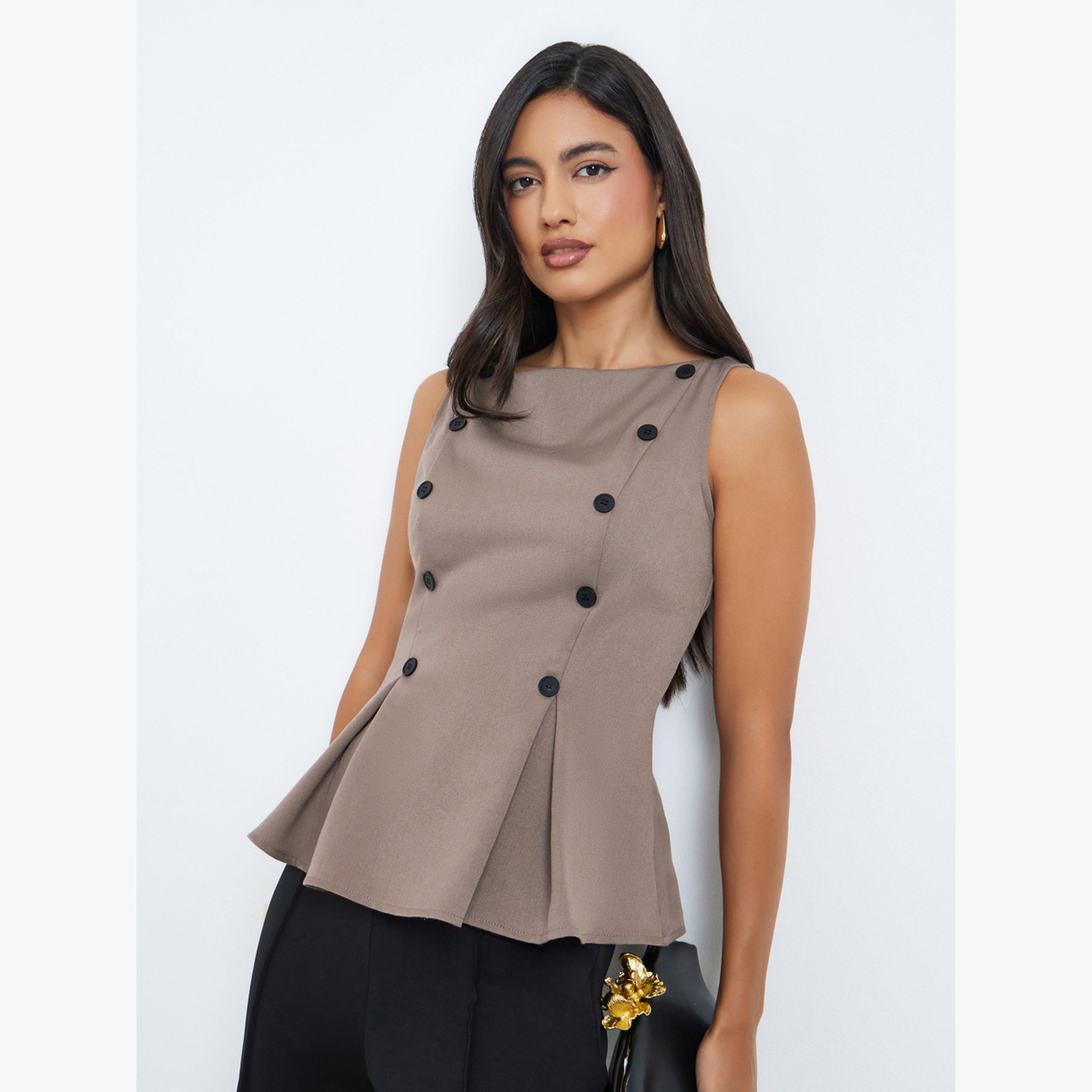 بلوزة بيبلوم بتفاصيل أزرار-women-clothing-shirtsandblouses-blouses-image-1