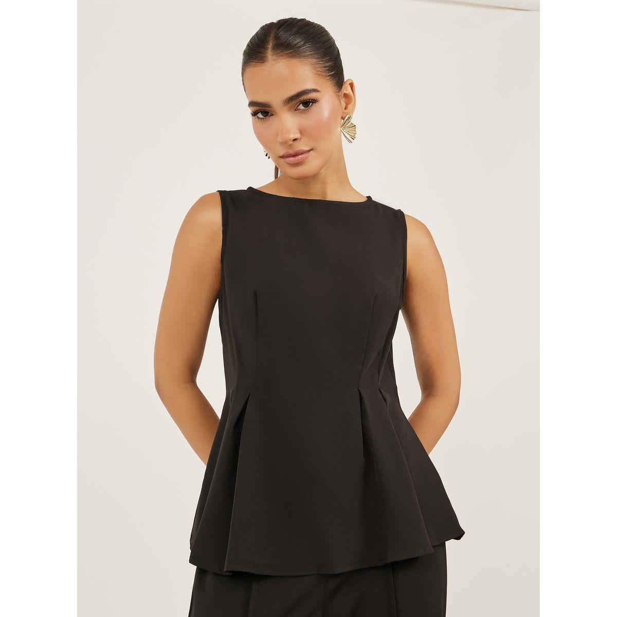 Styli Sleeveless Round Neck Peplum Top-women-clothing-shirtsandblouses-blouses-image-2