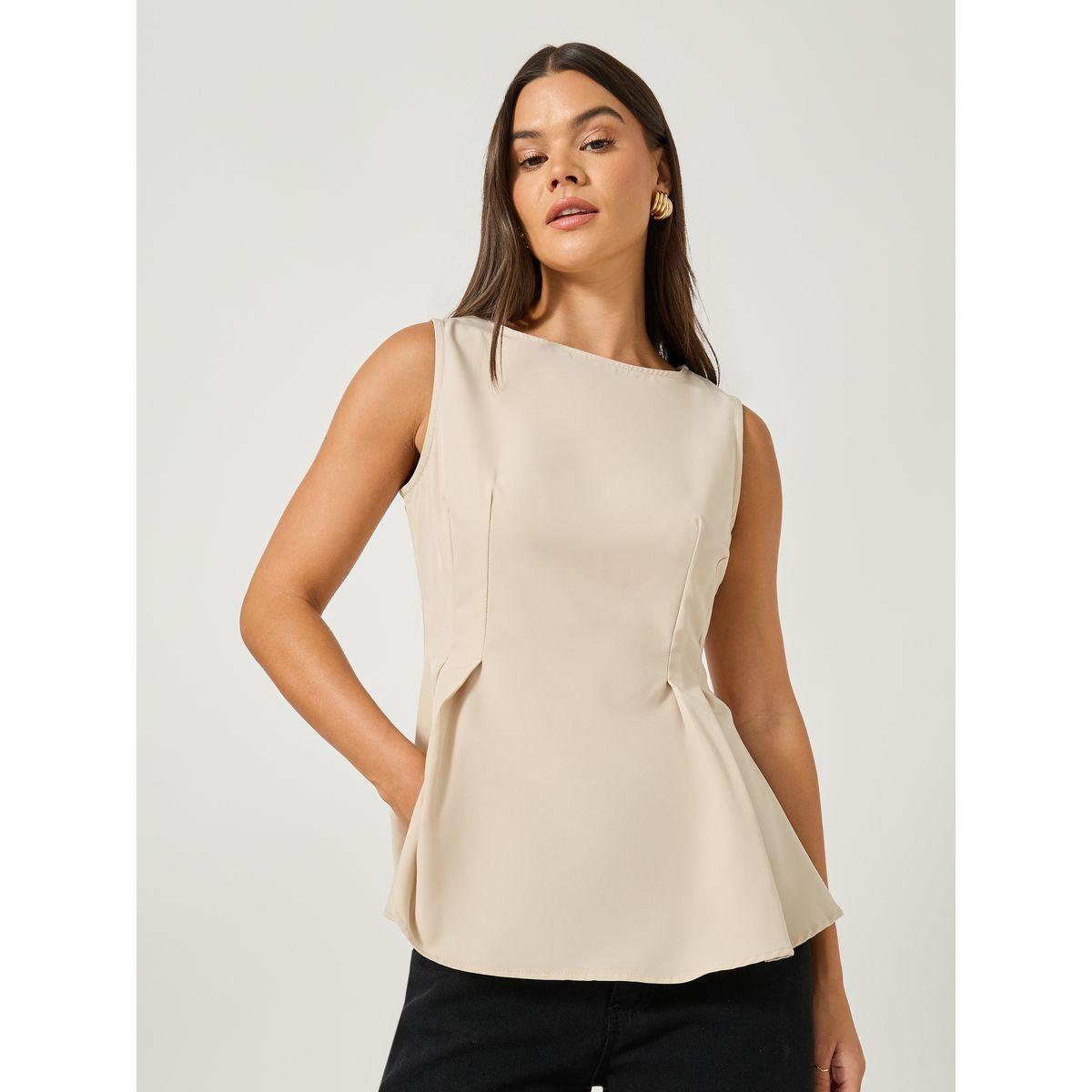 Styli Sleeveless Round Neck Peplum Top-women-clothing-shirtsandblouses-blouses-image-1