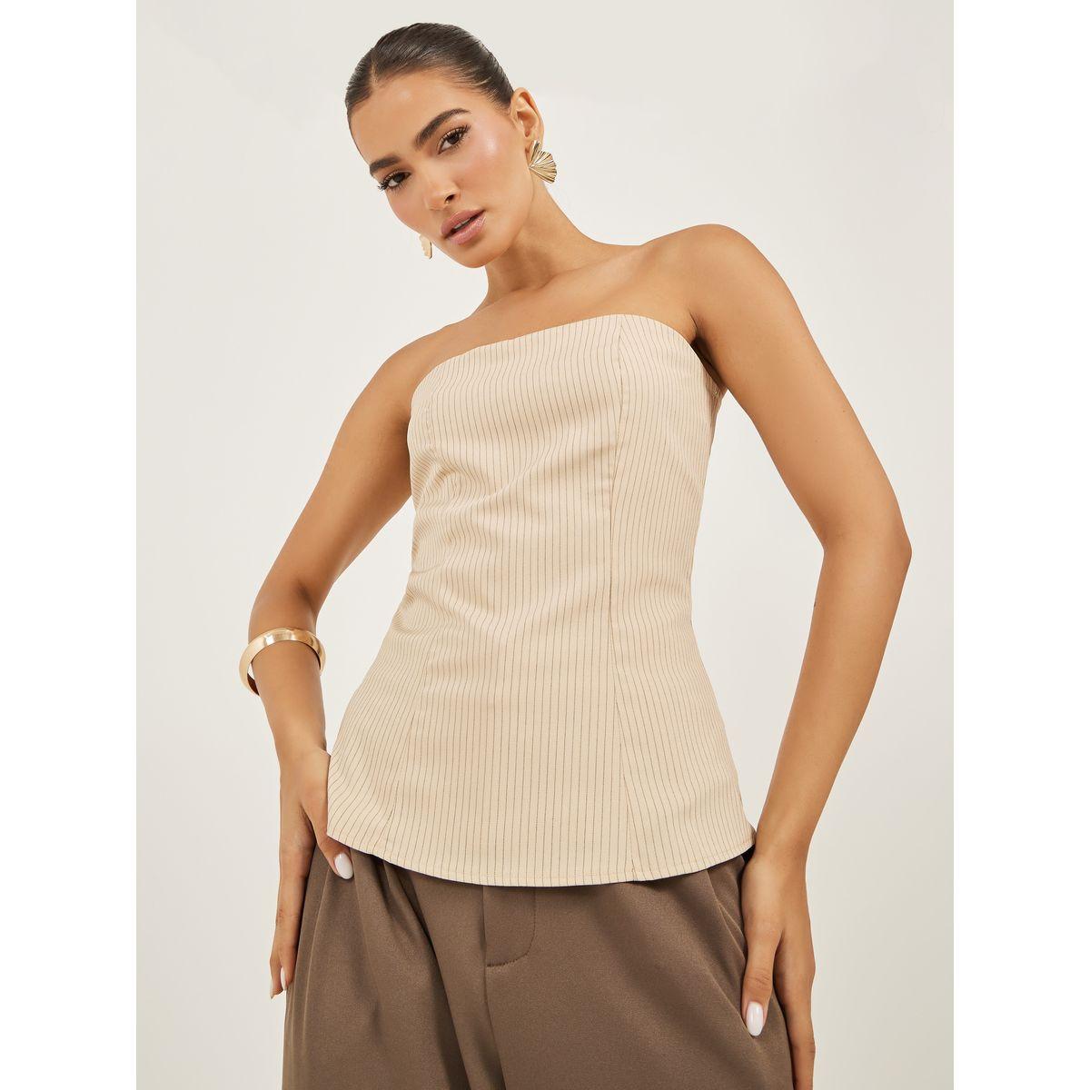 بلوزة باندو مخططة بلا أربطة-women-clothing-shirtsandblouses-blouses-image-1