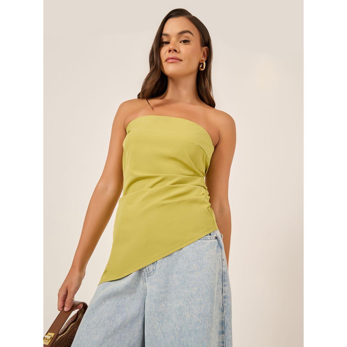 بلوزة بحافة غير متماثلة مع ياقة باندو-women-clothing-shirtsandblouses-blouses-image-1