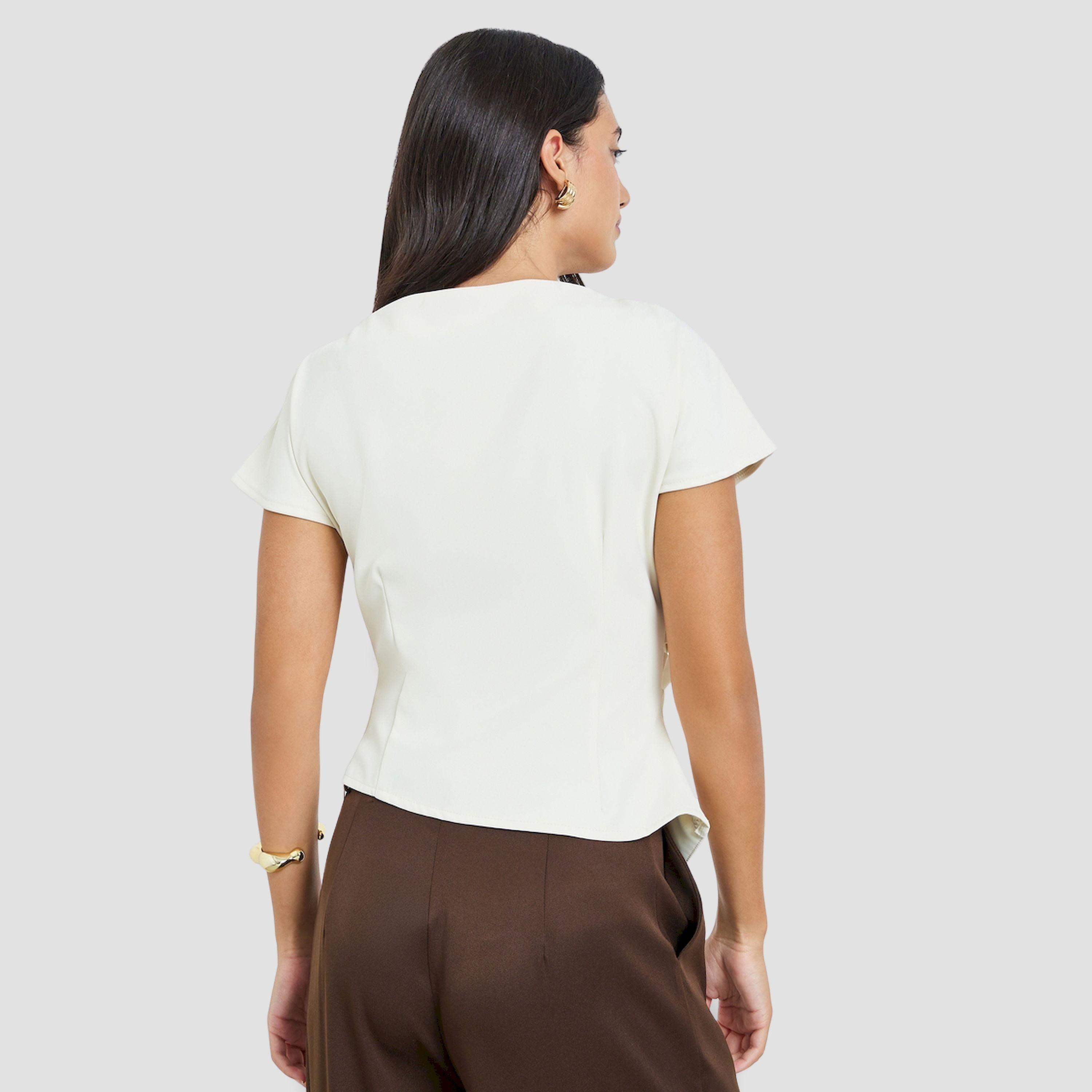 Styli Off White Solid Blouse with Asymmetric Hem-women-clothing-shirtsandblouses-blouses-image-4