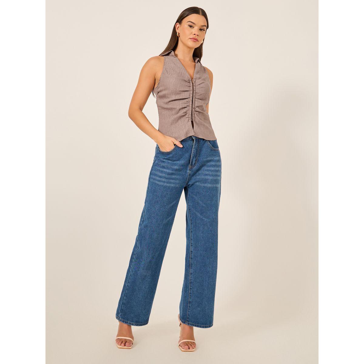 بلوزة مُجسمة بلا أكمام مع تفاصيل محزوزة-women-clothing-shirtsandblouses-shirts-image-2