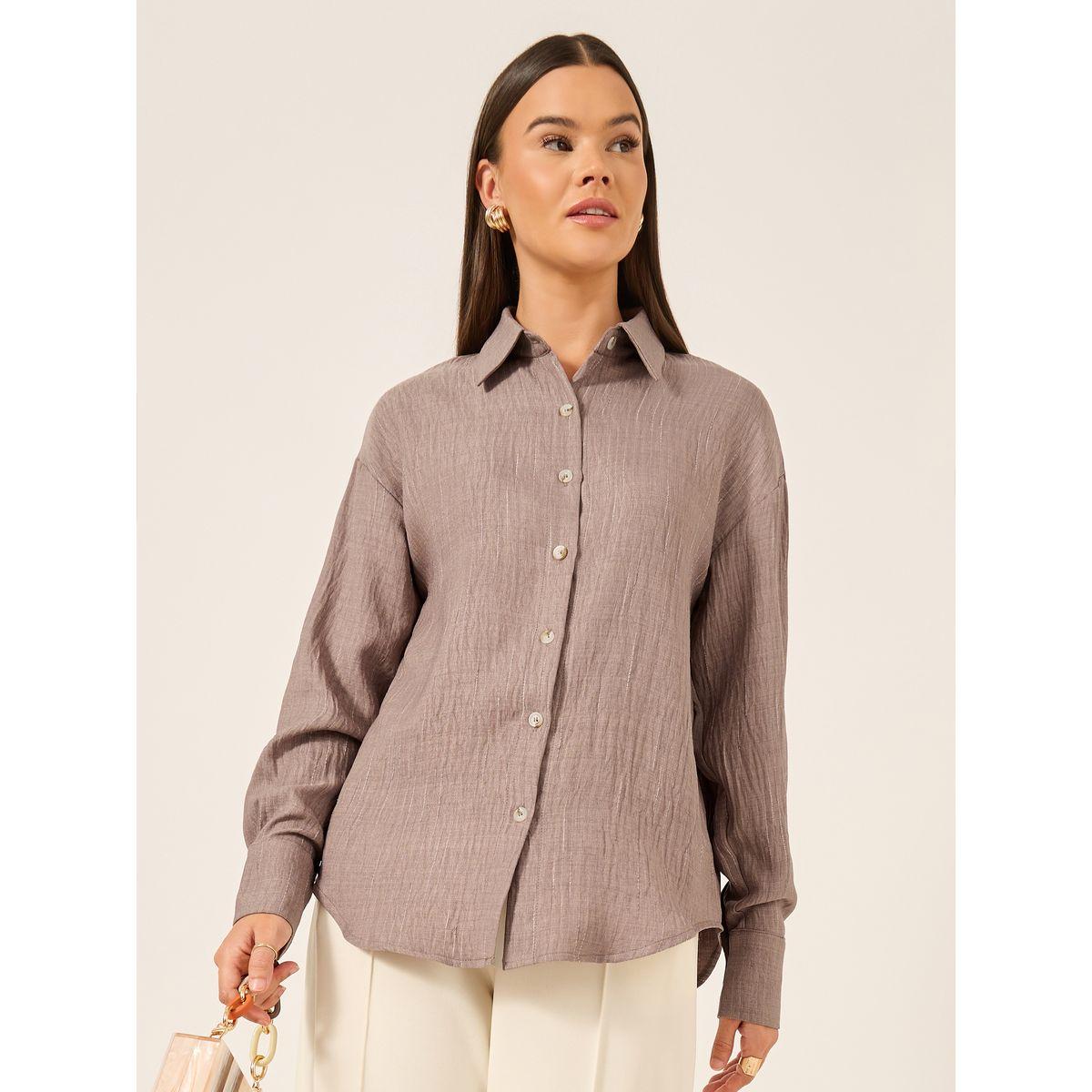 Styli Oversized Linen Spread Collar Shirt-women-clothing-shirtsandblouses-shirts-image-2