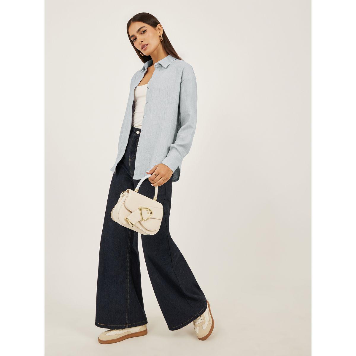 Styli Oversized Linen Spread Collar Shirt-women-clothing-shirtsandblouses-shirts-image-2