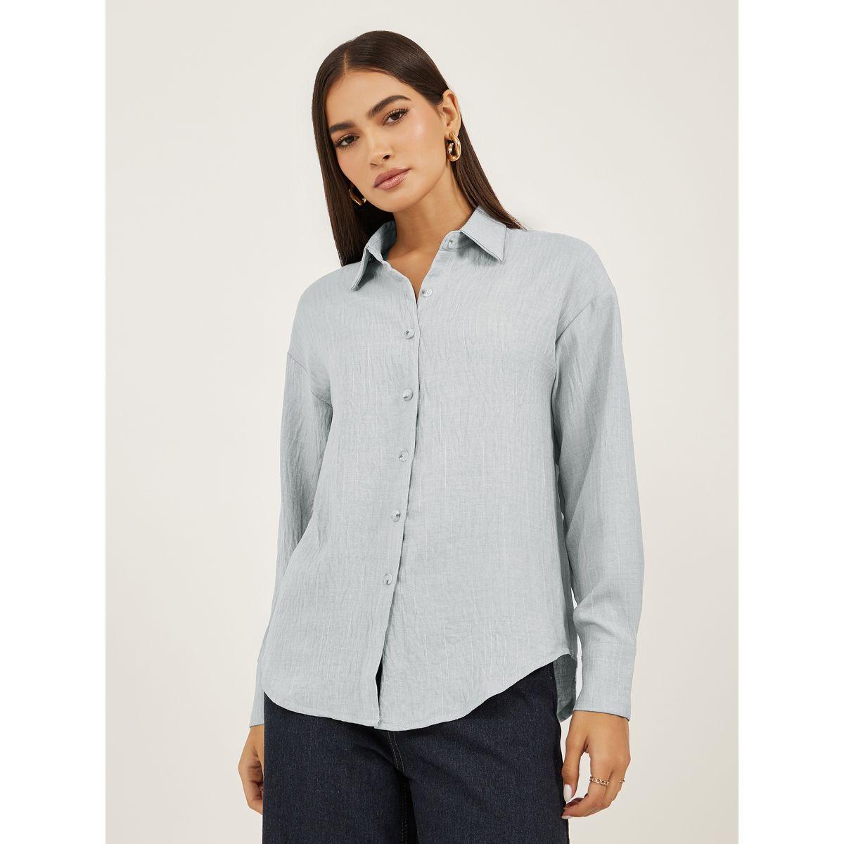 Styli Oversized Linen Spread Collar Shirt-women-clothing-shirtsandblouses-shirts-image-3