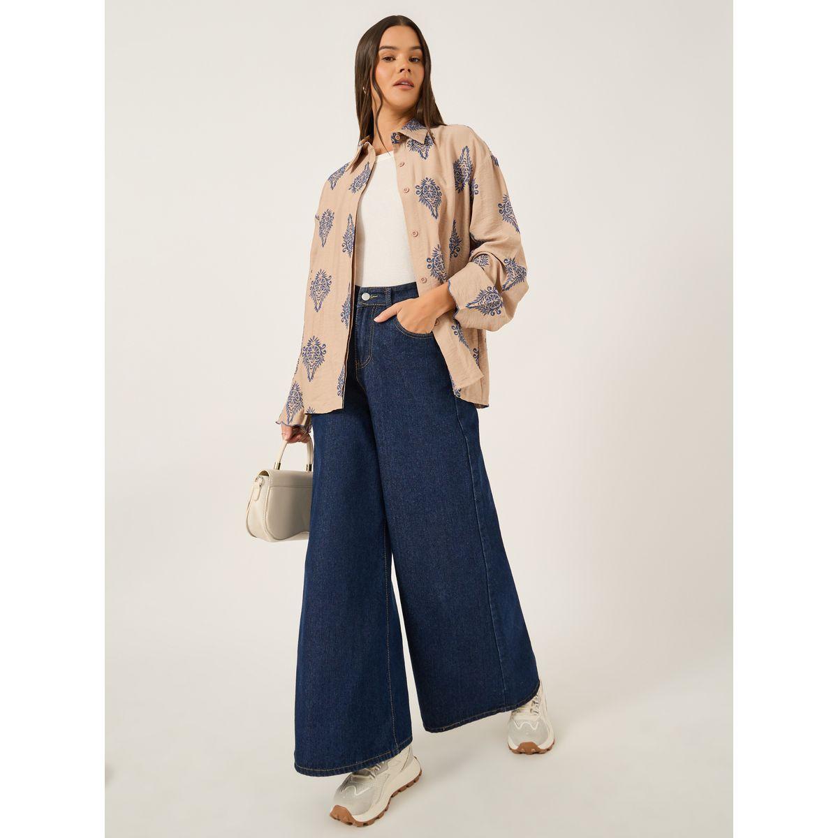 Styli Embroidered Spread Collar Regular Fit Shirt-women-clothing-shirtsandblouses-shirts-image-2