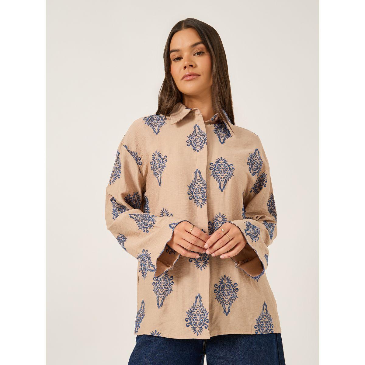 Styli Embroidered Spread Collar Regular Fit Shirt-women-clothing-shirtsandblouses-shirts-image-3