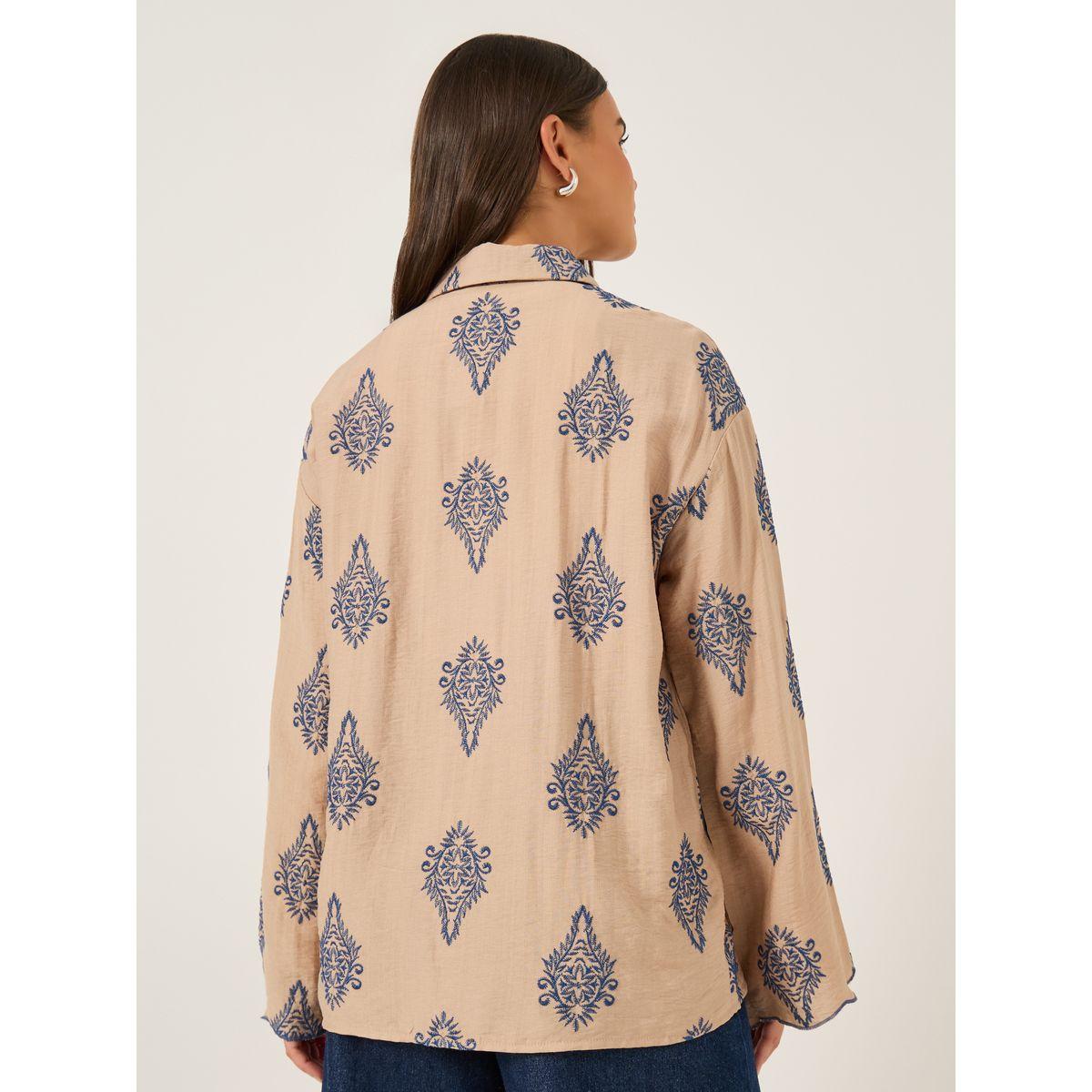 Styli Embroidered Spread Collar Regular Fit Shirt-women-clothing-shirtsandblouses-shirts-image-5