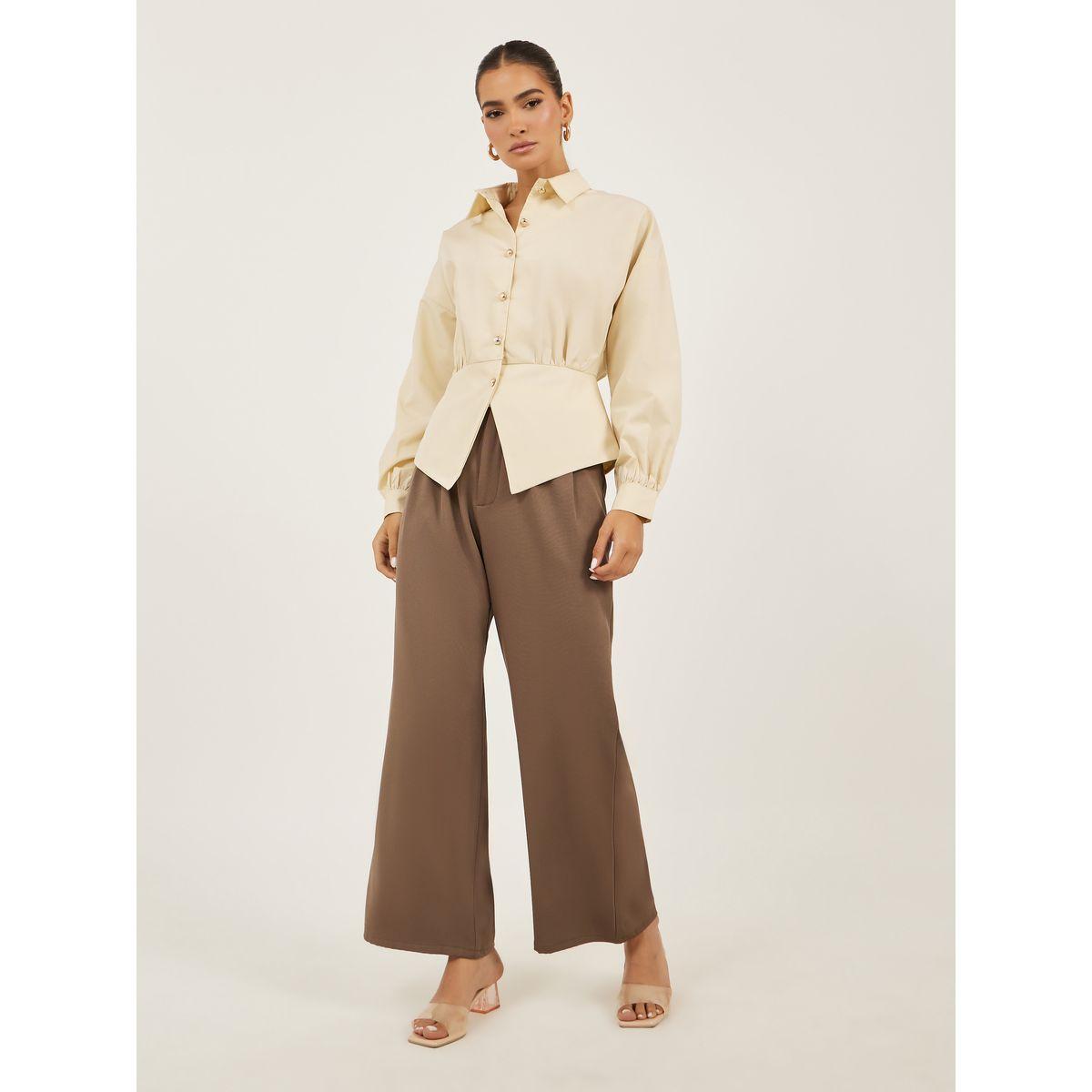 Styli Plain Waistcoat Look Shirt with Asymmetric Hemline-women-clothing-coatsandjackets-waistcoats-image-2