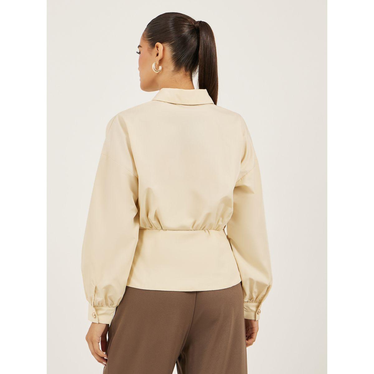 Styli Plain Waistcoat Look Shirt with Asymmetric Hemline-women-clothing-coatsandjackets-waistcoats-image-4