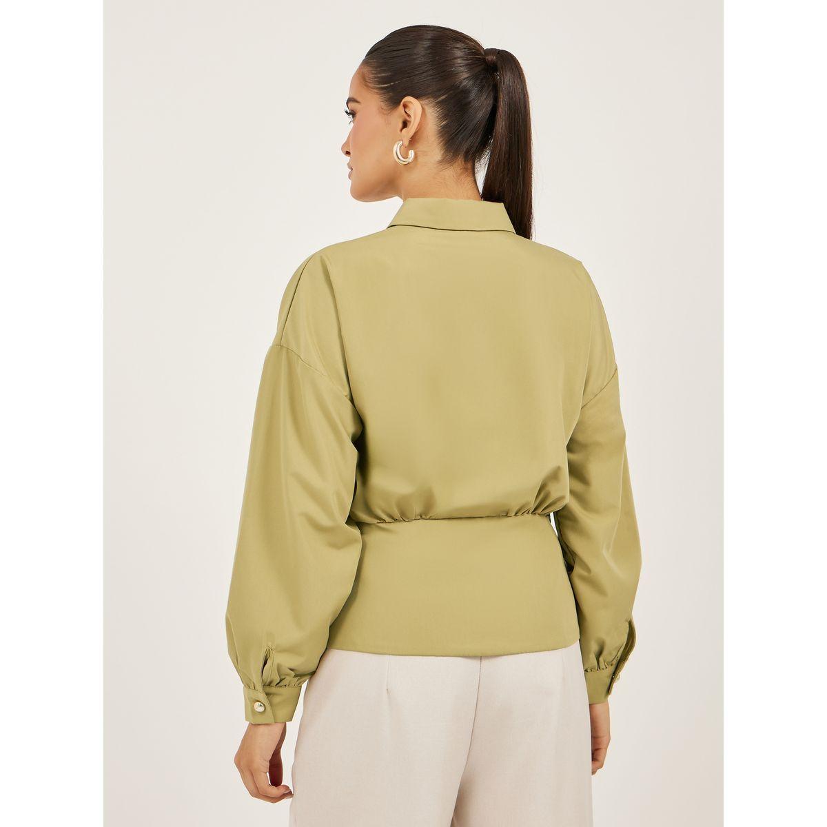 Styli Plain Waistcoat Look Shirt with Asymmetric Hemline-women-clothing-coatsandjackets-waistcoats-image-4