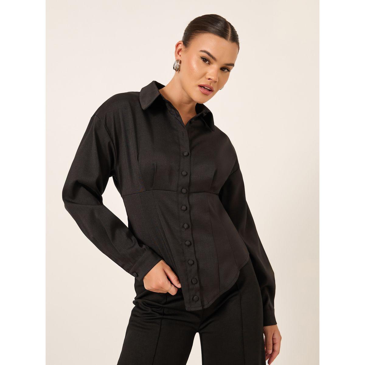 Styli Corset Details Spread Collar Shirt-women-clothing-shirtsandblouses-shirts-image-1