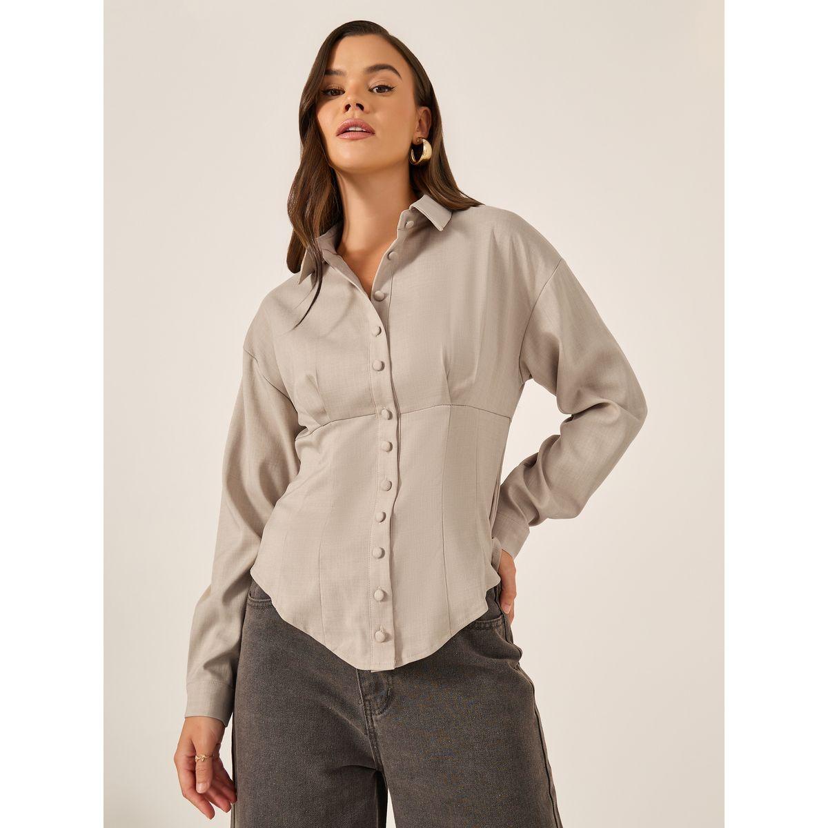 بلوزة بقصة عادية وياقة سبريد-women-clothing-shirtsandblouses-shirts-image-1