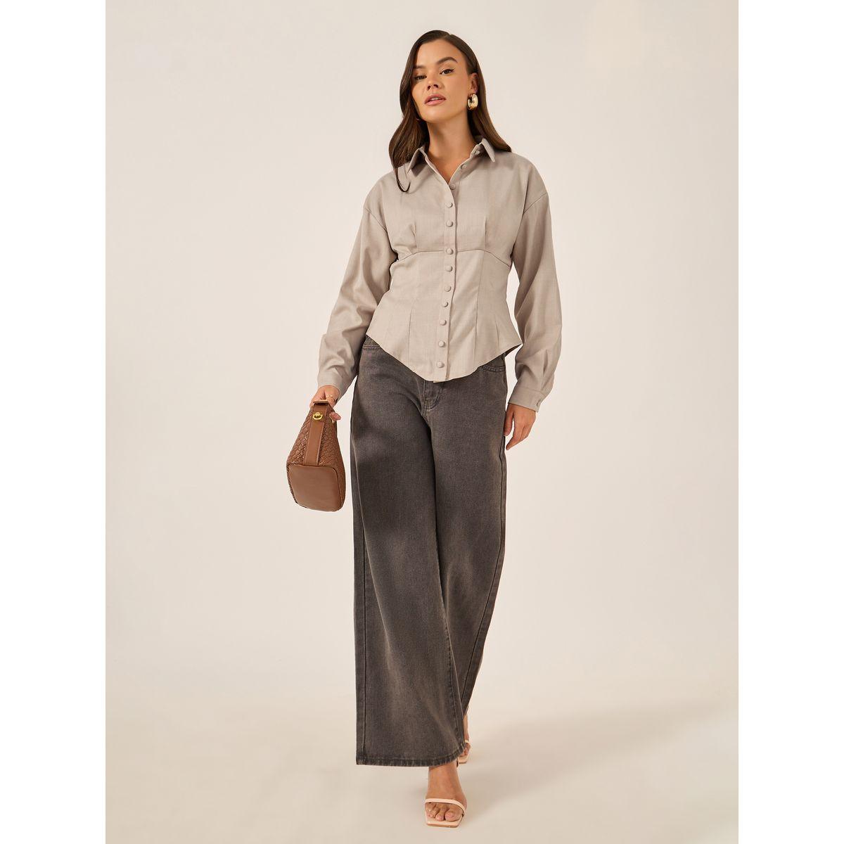 بلوزة بقصة عادية وياقة سبريد-women-clothing-shirtsandblouses-shirts-image-2