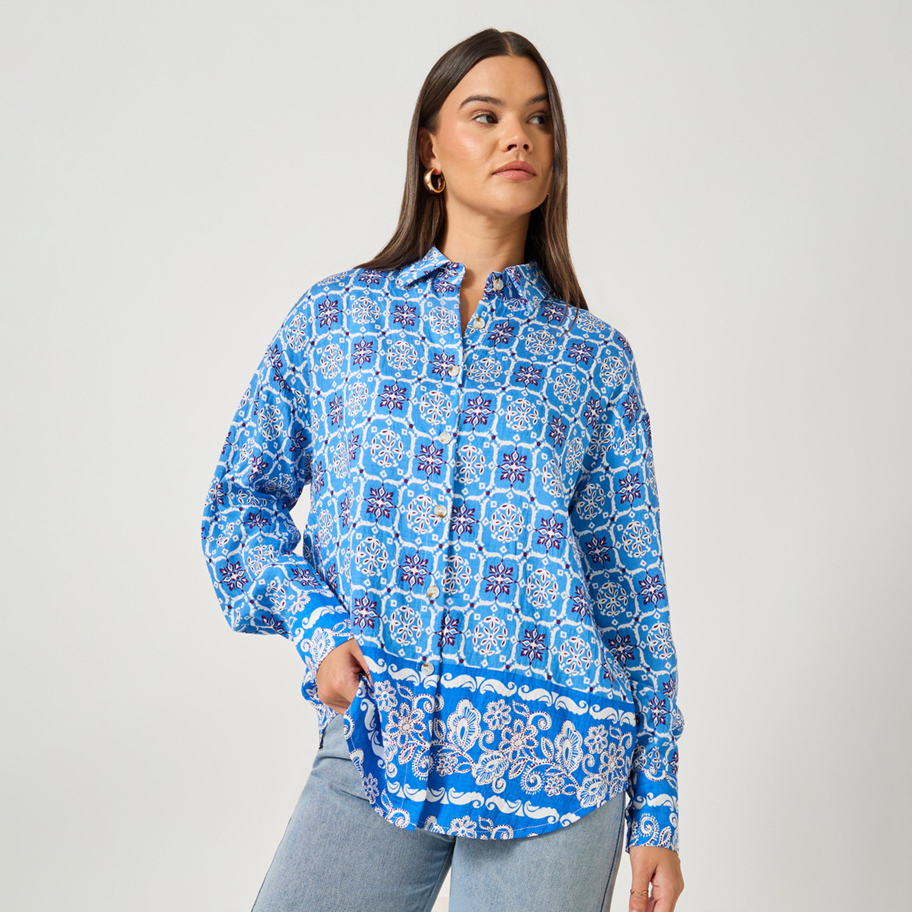 Styli All Over Print Long Sleeve Oversized Shirt-women-clothing-shirtsandblouses-shirts-image-3