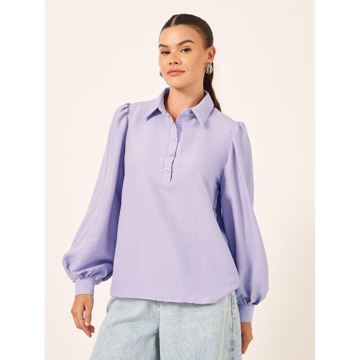 بلوزة بياقة سبريد وأكمام بالون-women-clothing-shirtsandblouses-shirts-image-3