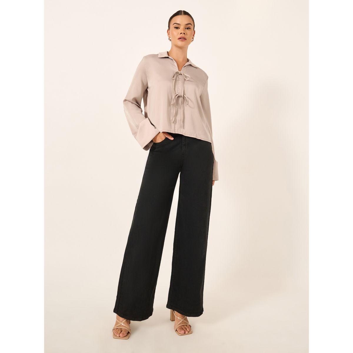 Styli Oversized Tie-Up Detail Spread Collar Shirt-women-clothing-shirtsandblouses-shirts-image-2