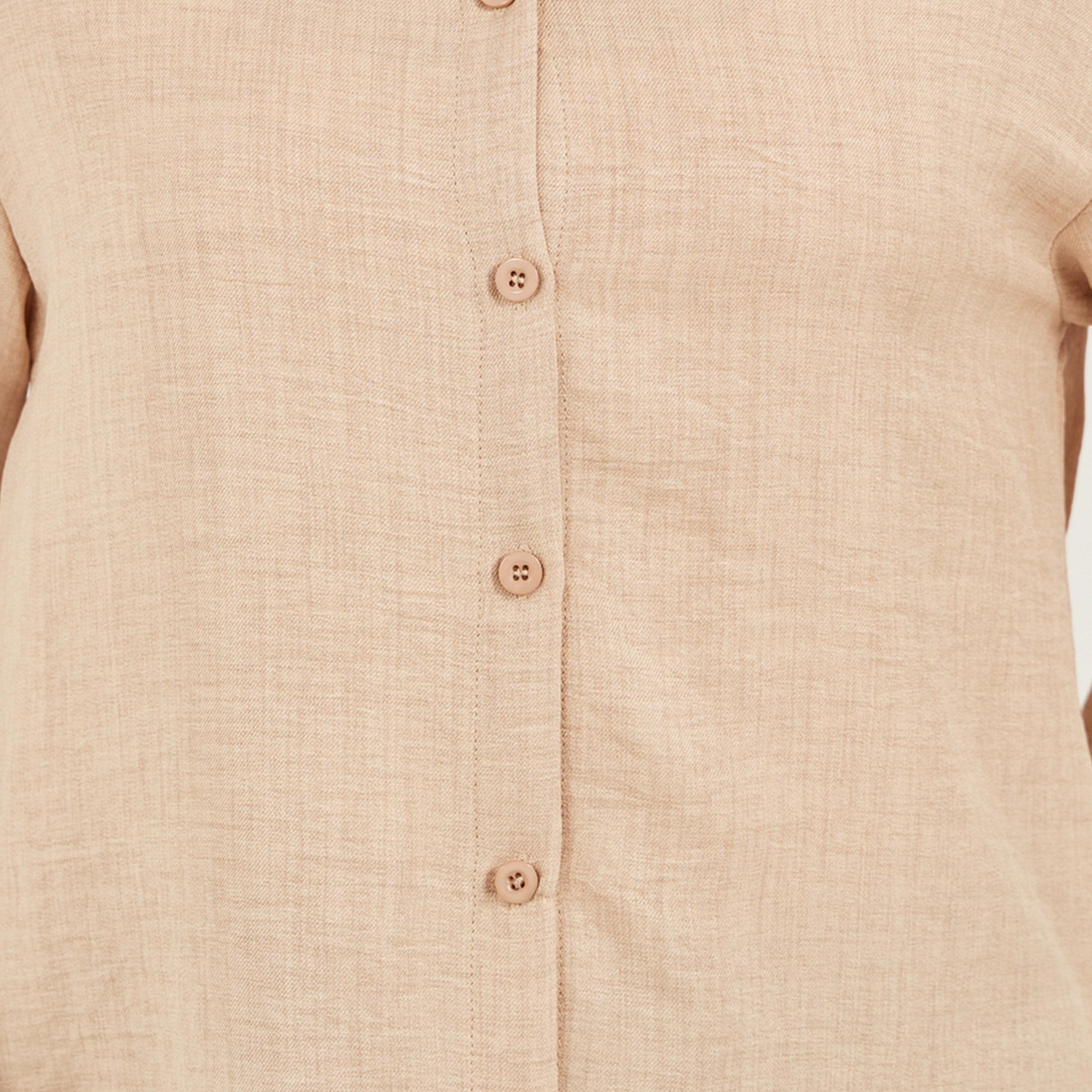 Styli Regular Fit Spread Collar Shirt with Back Button Detail-women-clothing-shirtsandblouses-shirts-image-4