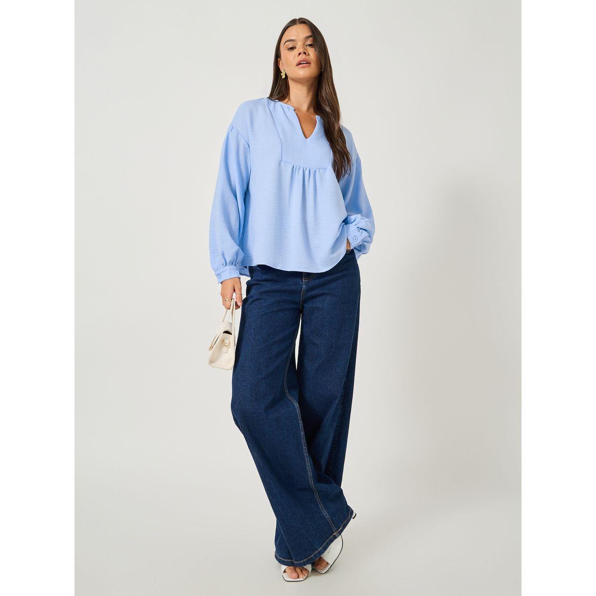 بلوزة كتان بأكمام بالون-women-clothing-shirtsandblouses-blouses-image-2