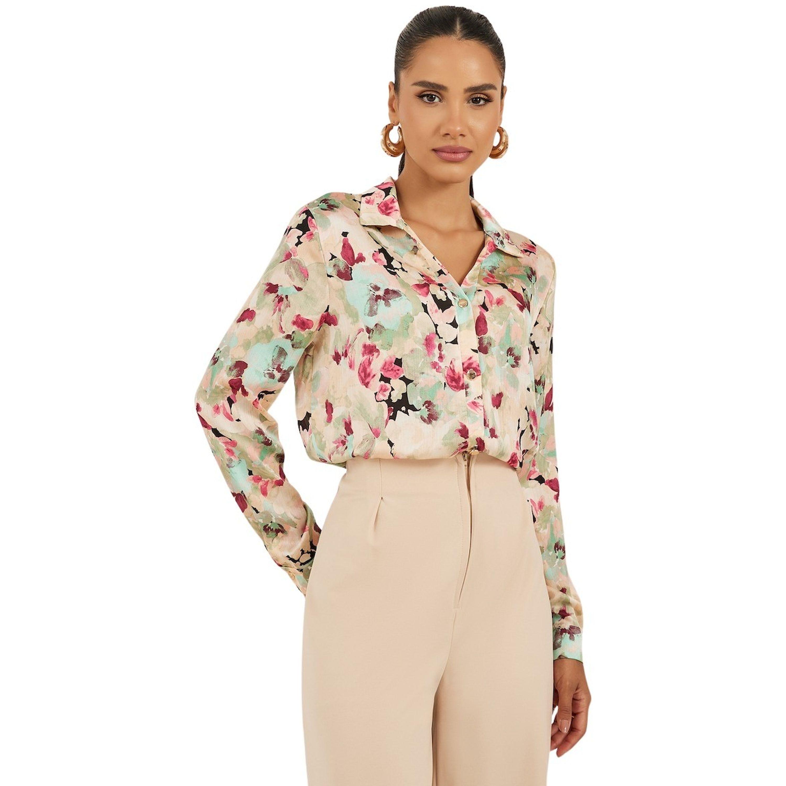 ستايلي - قميص بقصّة عادية بطبعة زهور-women-clothing-shirtsandblouses-shirts-image-1