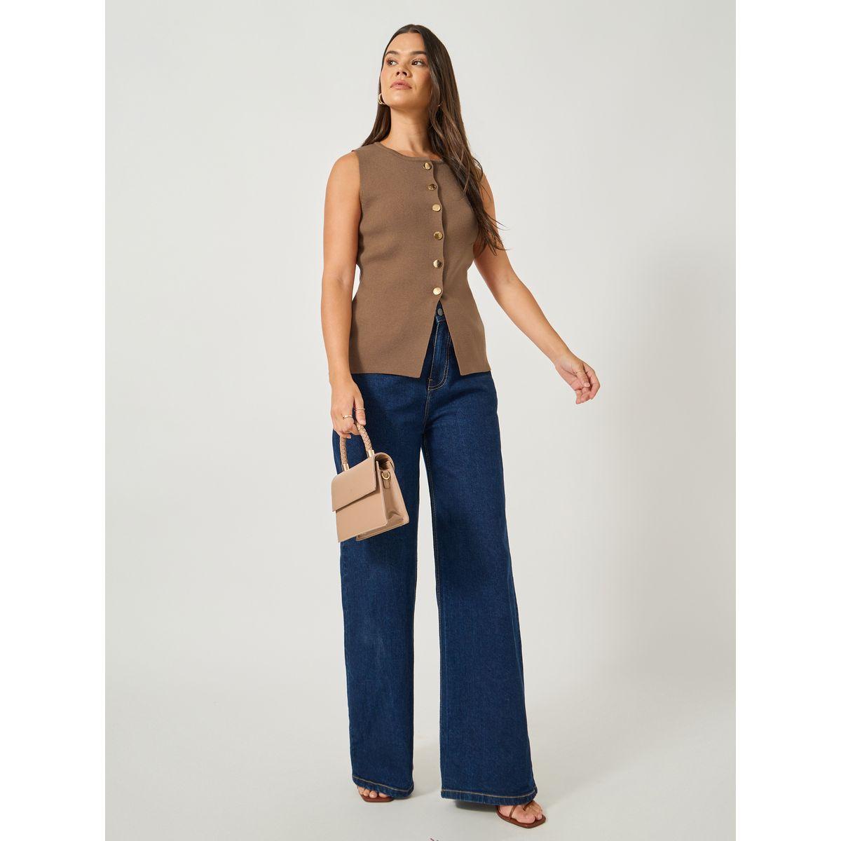 Styli Plain Sleeveless Waistcoat Look Knit Top-women-clothing-coatsandjackets-waistcoats-image-2