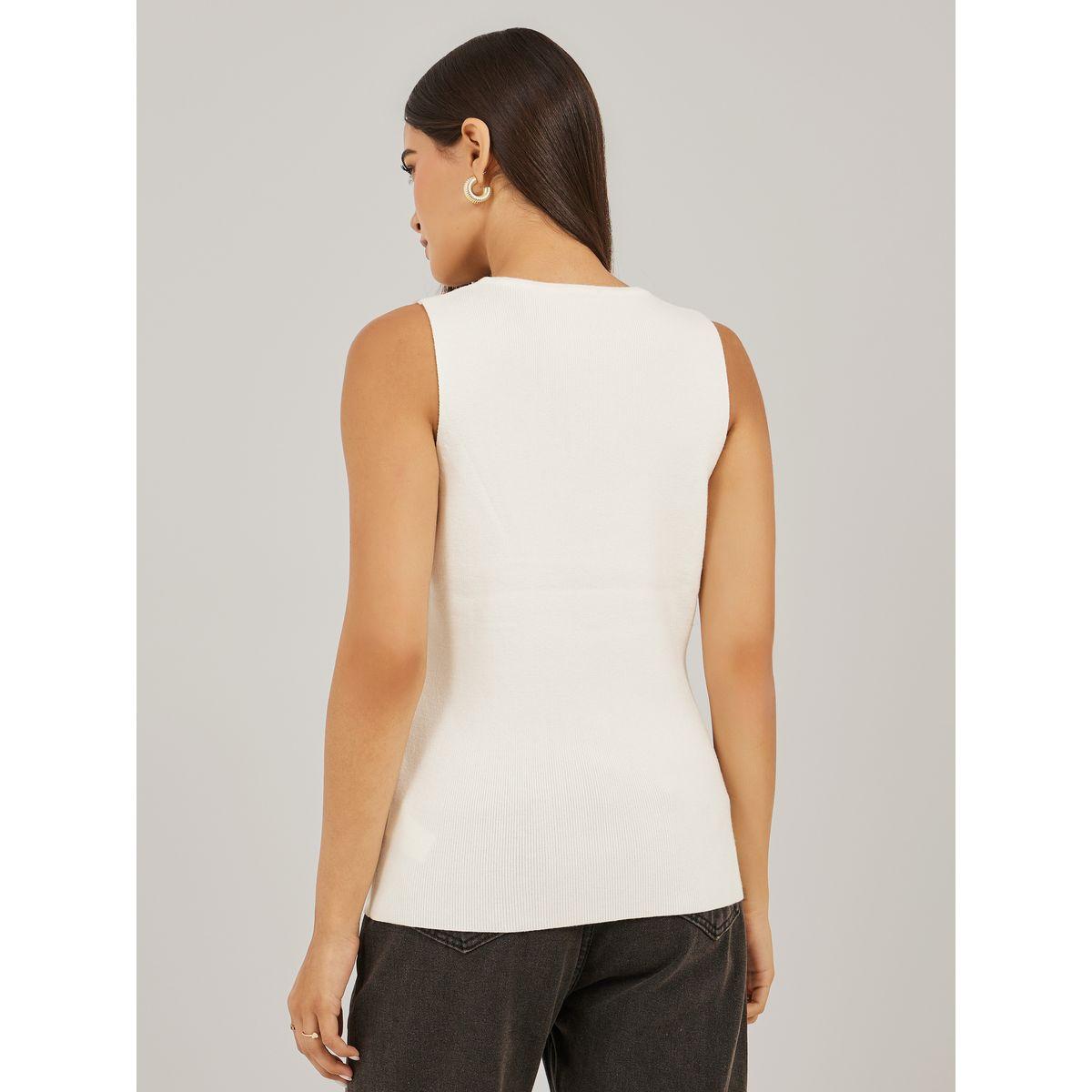 Styli Plain Sleeveless Waistcoat Look Knit Top-women-clothing-coatsandjackets-waistcoats-image-4