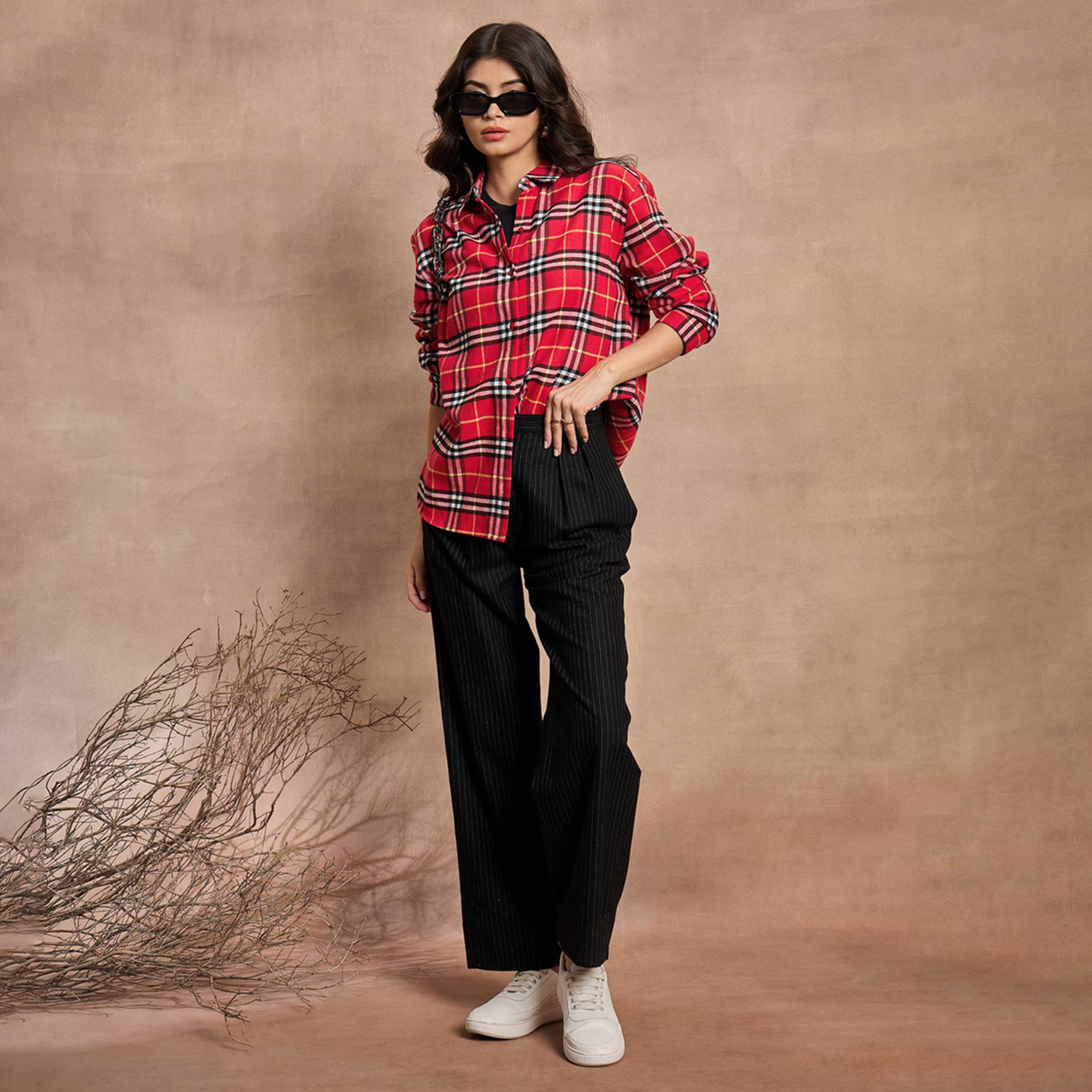 Sassafras X Styli Checked Oversized Buttoned Shirt-women-clothing-shirtsandblouses-shirts-image-2