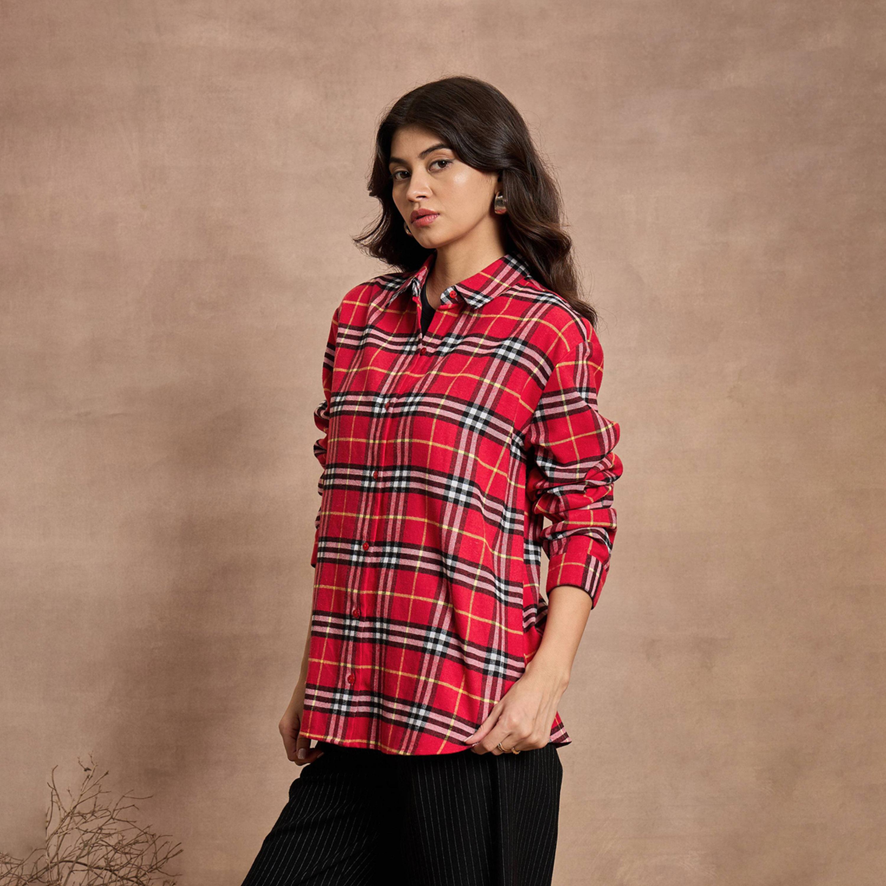 Sassafras X Styli Checked Oversized Buttoned Shirt-women-clothing-shirtsandblouses-shirts-image-4