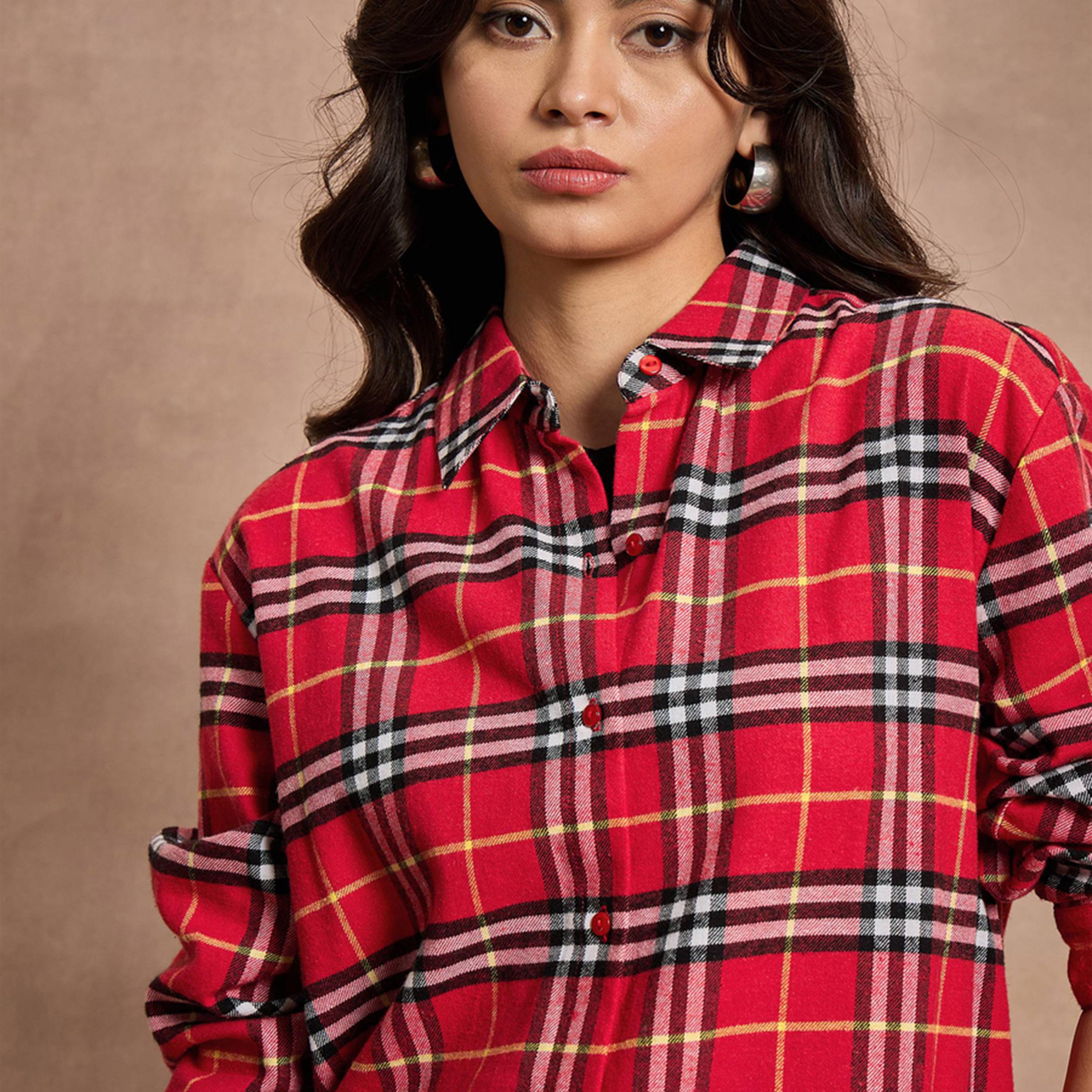 Sassafras X Styli Checked Oversized Buttoned Shirt-women-clothing-shirtsandblouses-shirts-image-5