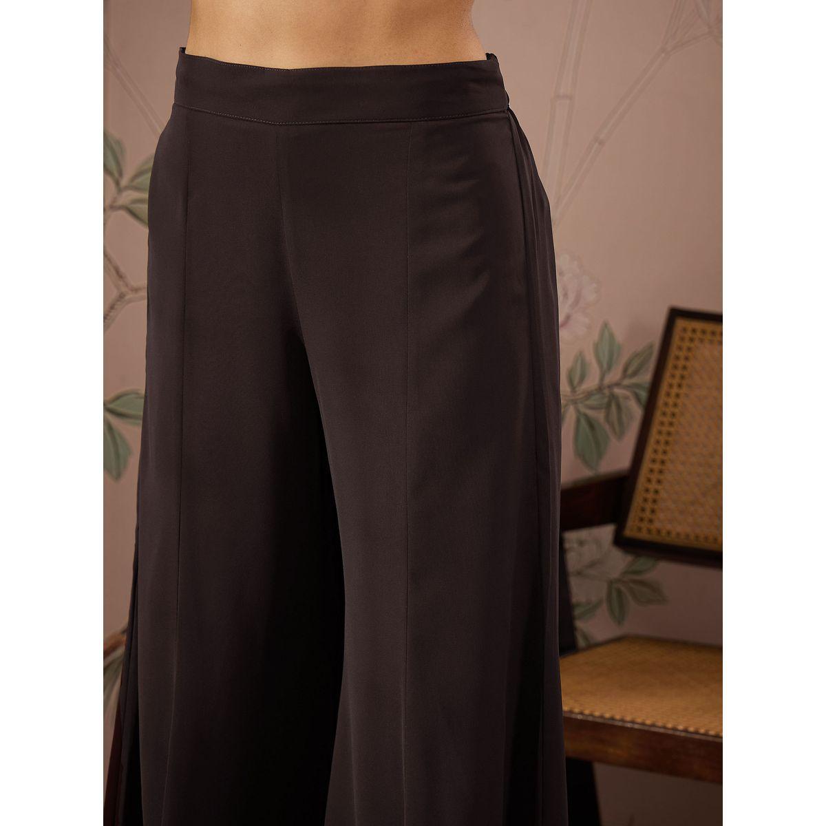 Shae by SASSAFRAS Embroidered Sequin Detail Kurta and Solid Palazzo Pants Set-women-clothing-ethnicwear-kurtasets-image-5