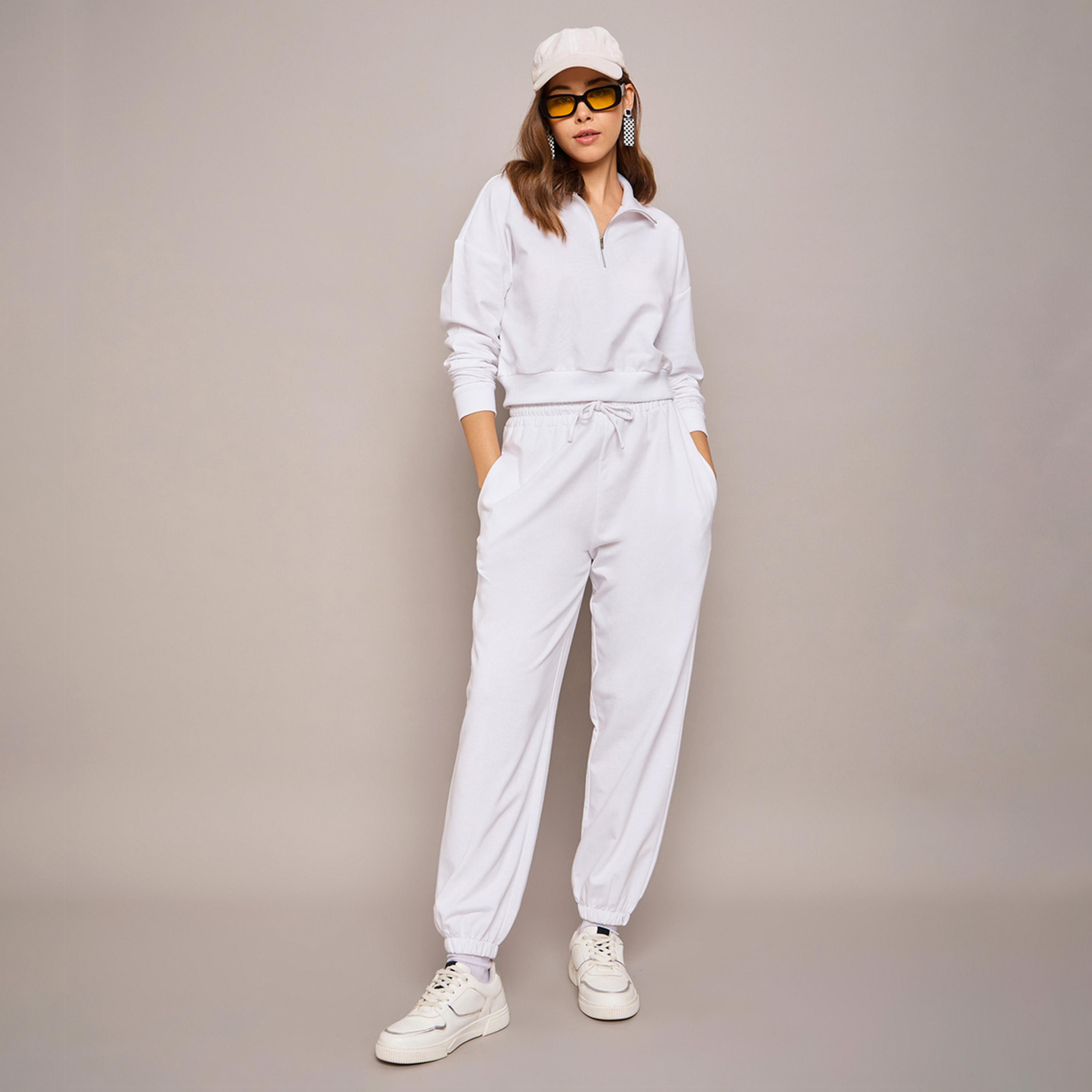 Sassafras X Styli White Terry Baggy Joggers-women-clothing-bottoms-joggers-image-2
