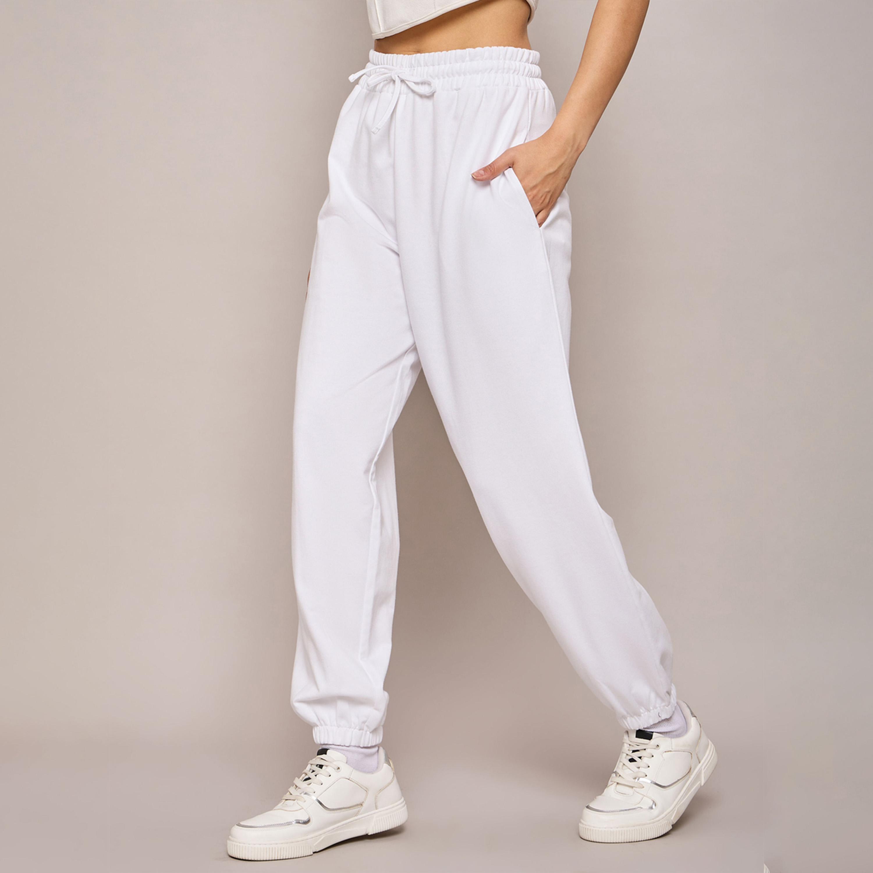 Sassafras X Styli White Terry Baggy Joggers-women-clothing-bottoms-joggers-image-3