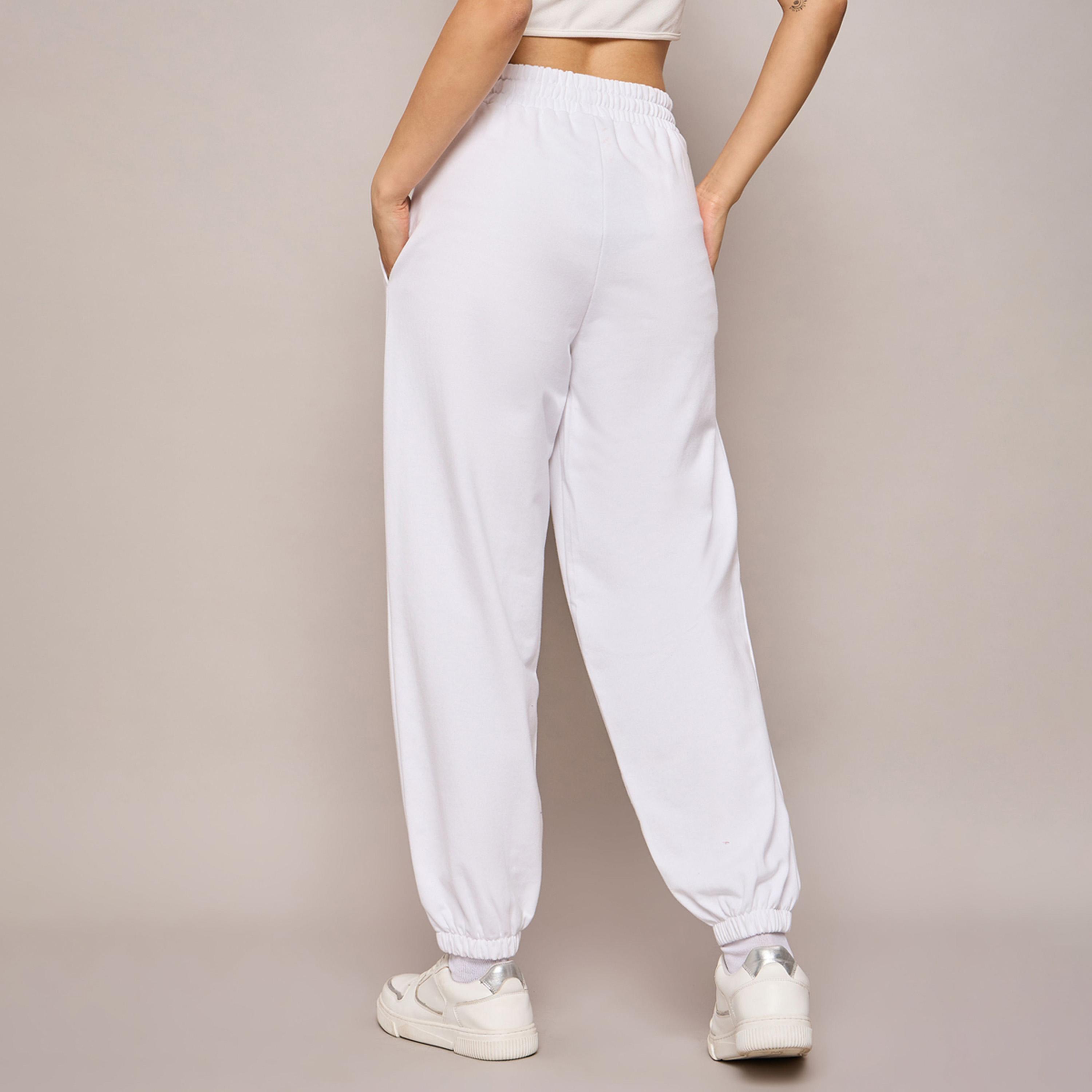 Sassafras X Styli White Terry Baggy Joggers-women-clothing-bottoms-joggers-image-5