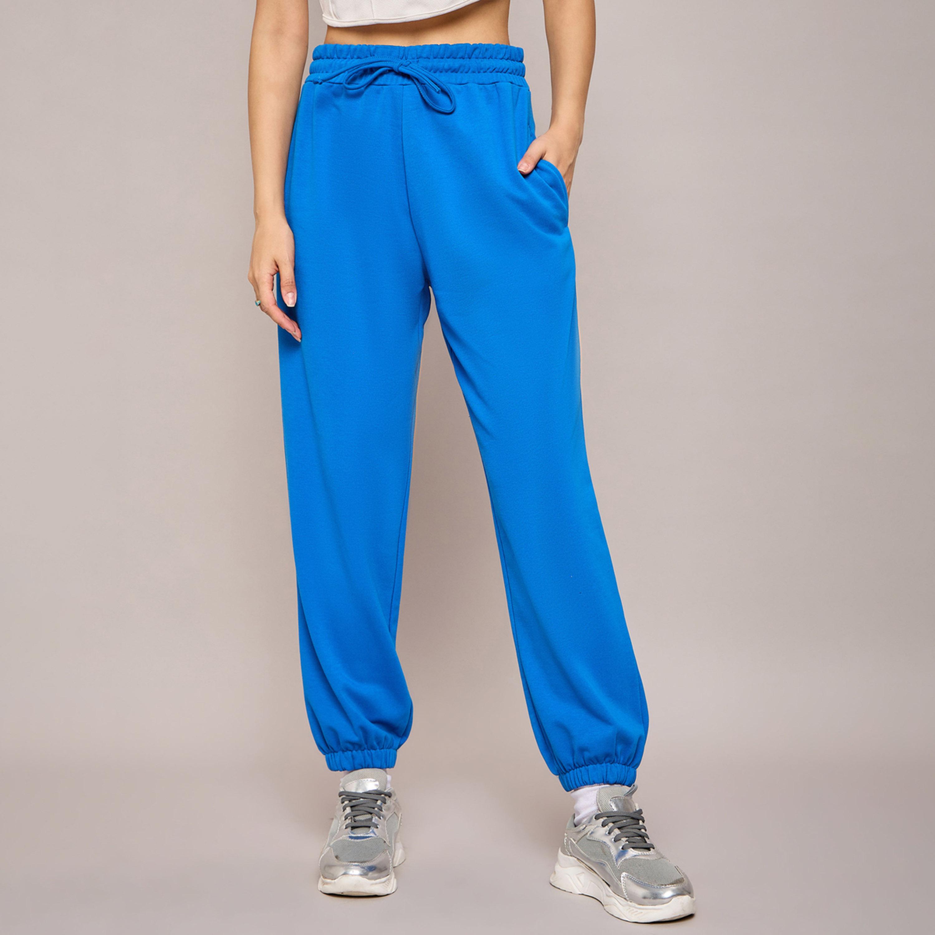 ساسافراس × ستايلي - بنطال رياضي فضفاض - أزق ملكي-women-clothing-bottoms-joggers-image-1
