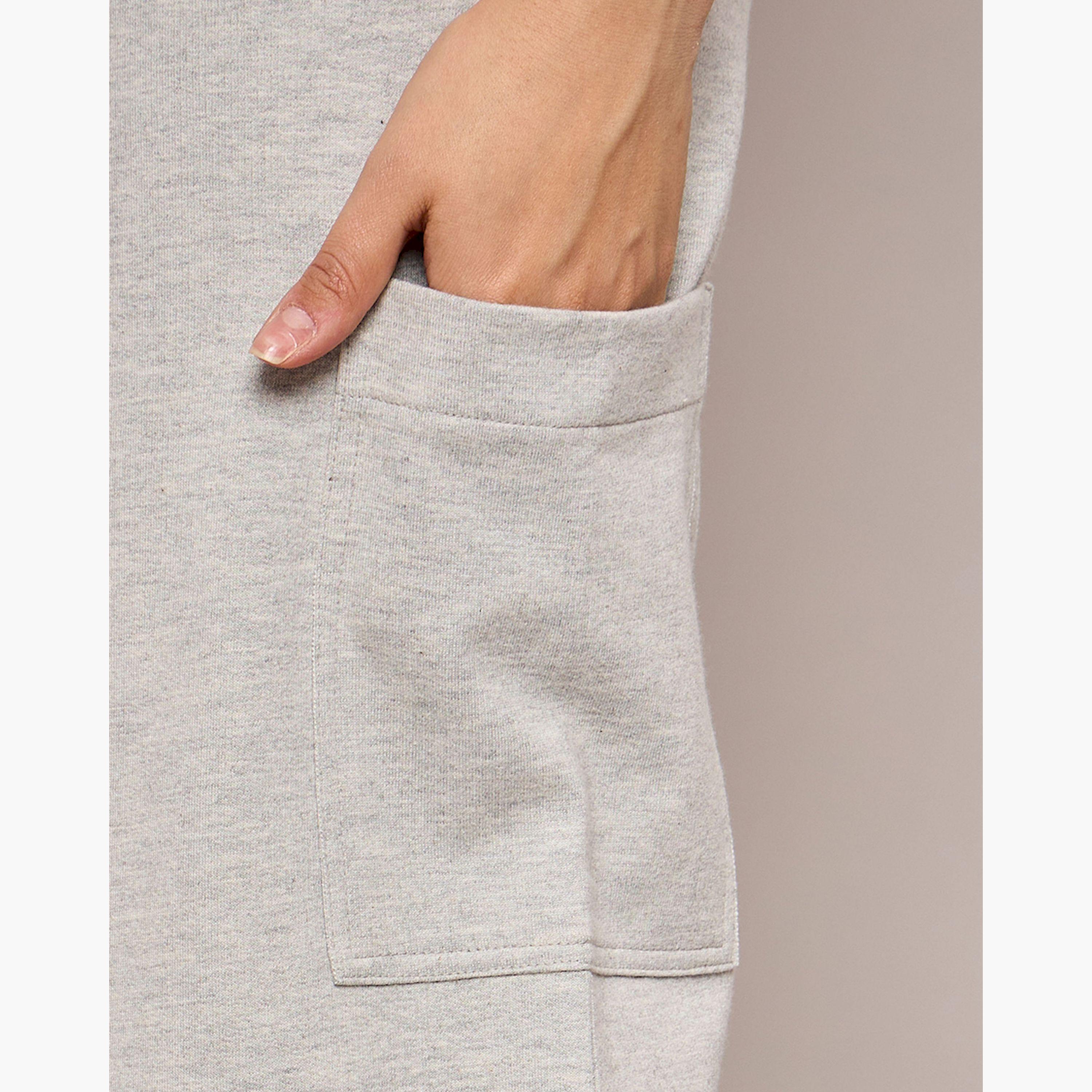 Sassafras X Styli Grey Melange Terry Wide Leg Track Pants-women-clothing-bottoms-joggers-image-5