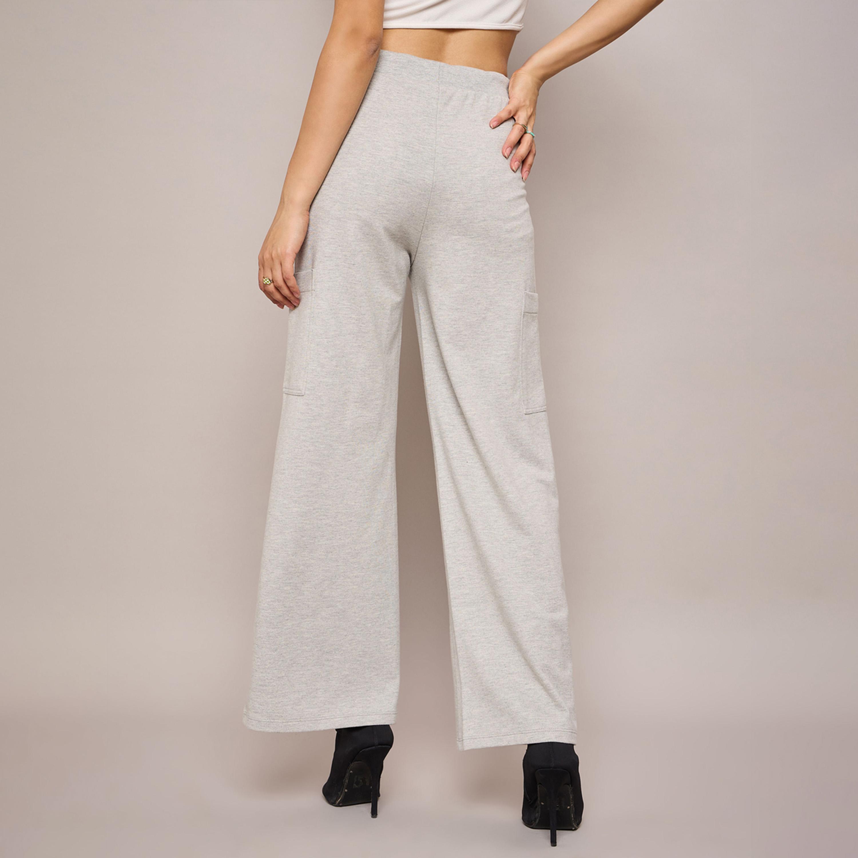 Sassafras X Styli Grey Melange Terry Wide Leg Track Pants-women-clothing-bottoms-joggers-image-6
