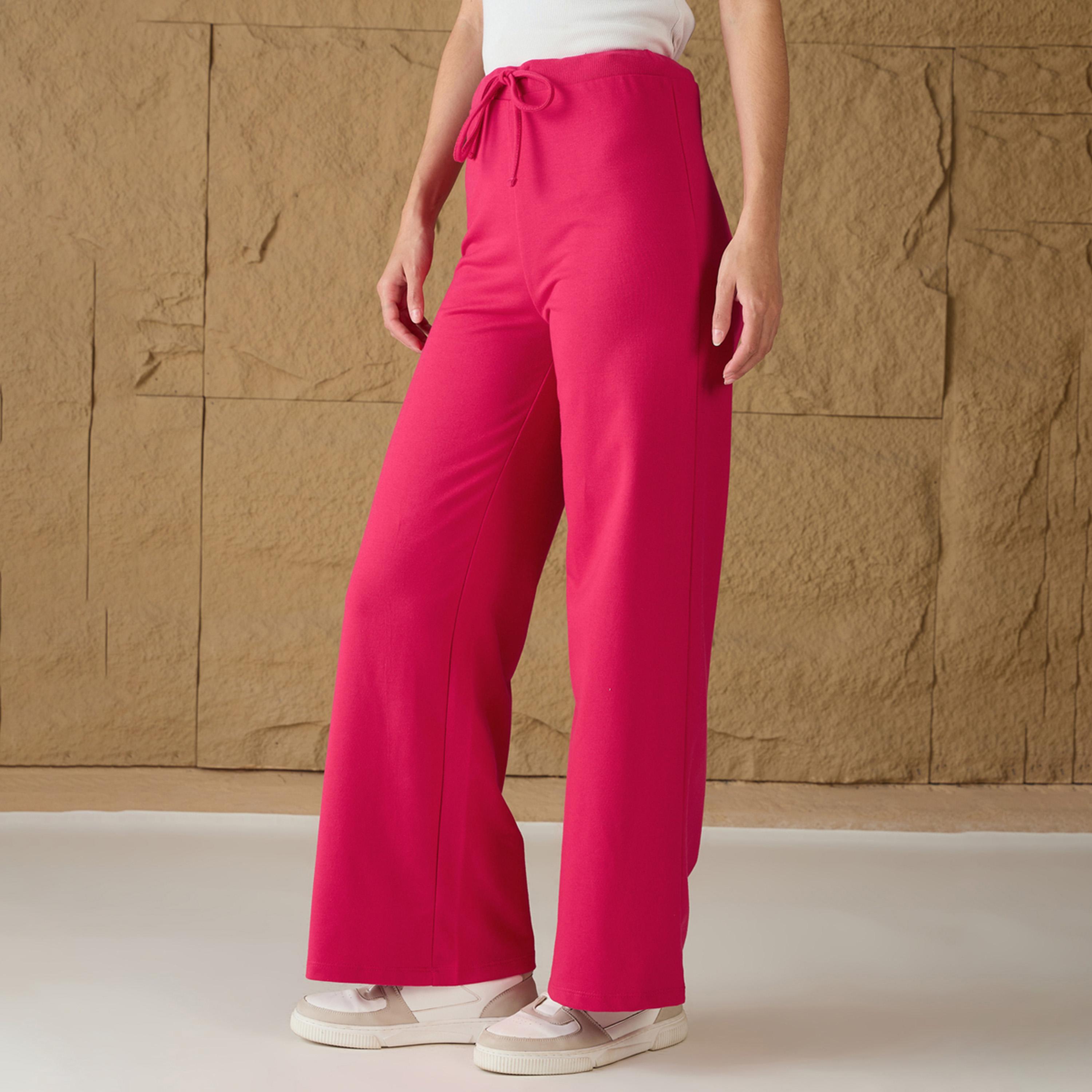 ساسافراس × ستايلي - بنطال رياضي واسع الساق من قماش تيري - فوشي-women-clothing-bottoms-joggers-image-3
