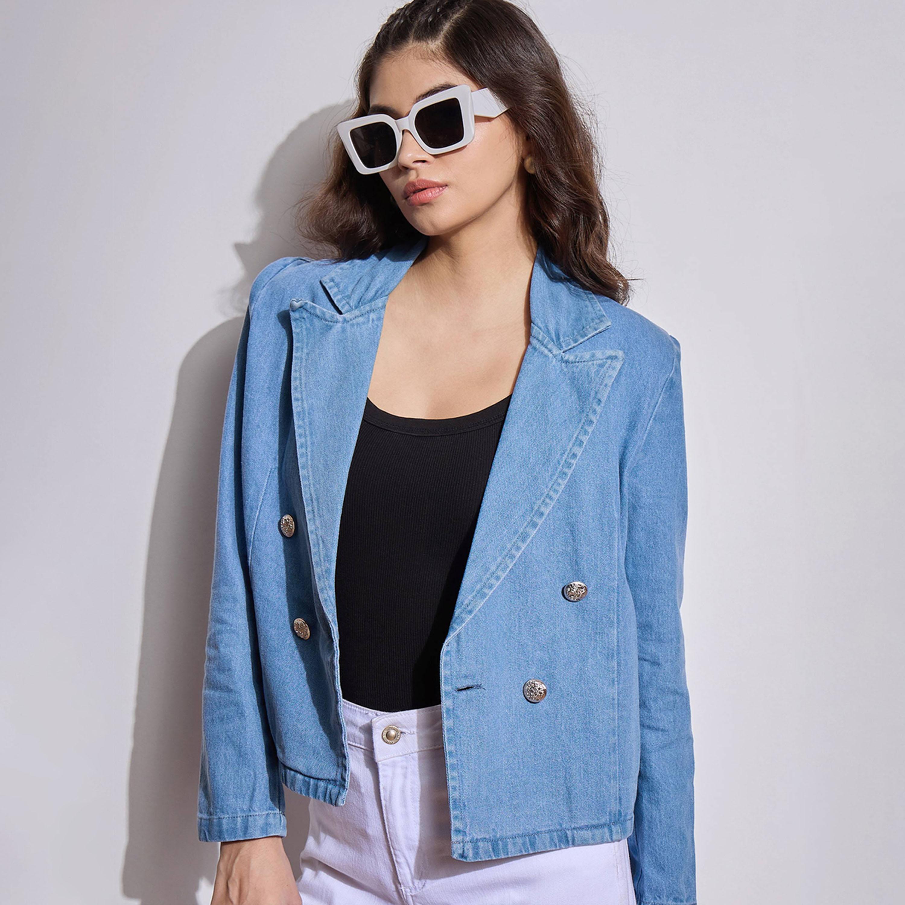 Sassafras X Styli Denim Front Button Notch Collar Crop Blazer-women-clothing-coatsandjackets-blazers-image-4