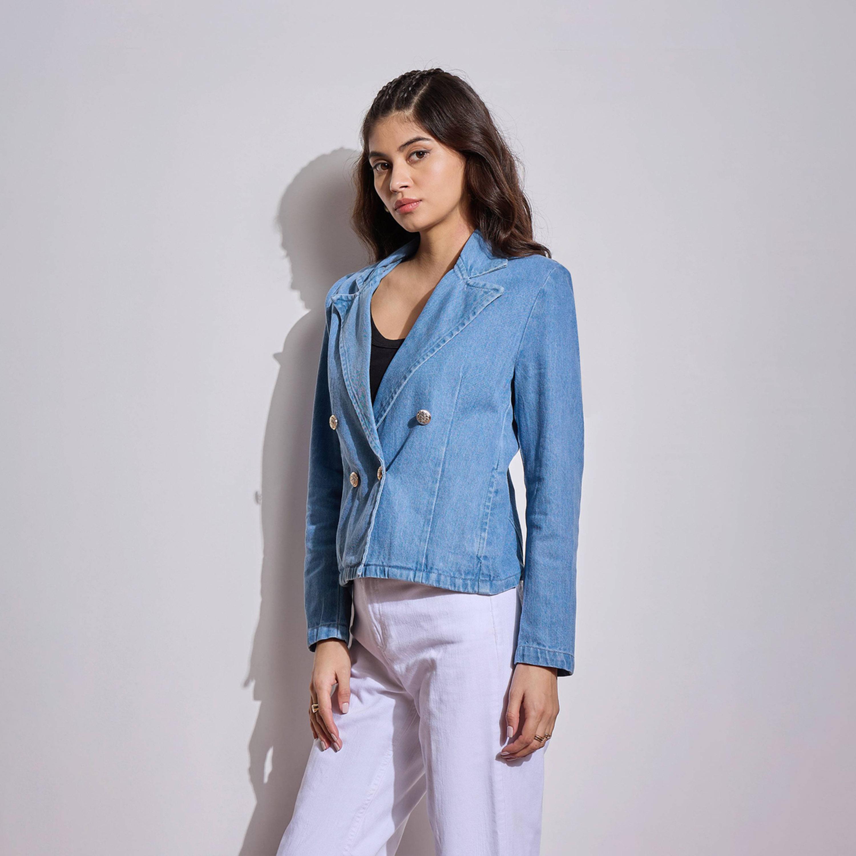 Sassafras X Styli Denim Front Button Notch Collar Crop Blazer-women-clothing-coatsandjackets-blazers-image-5