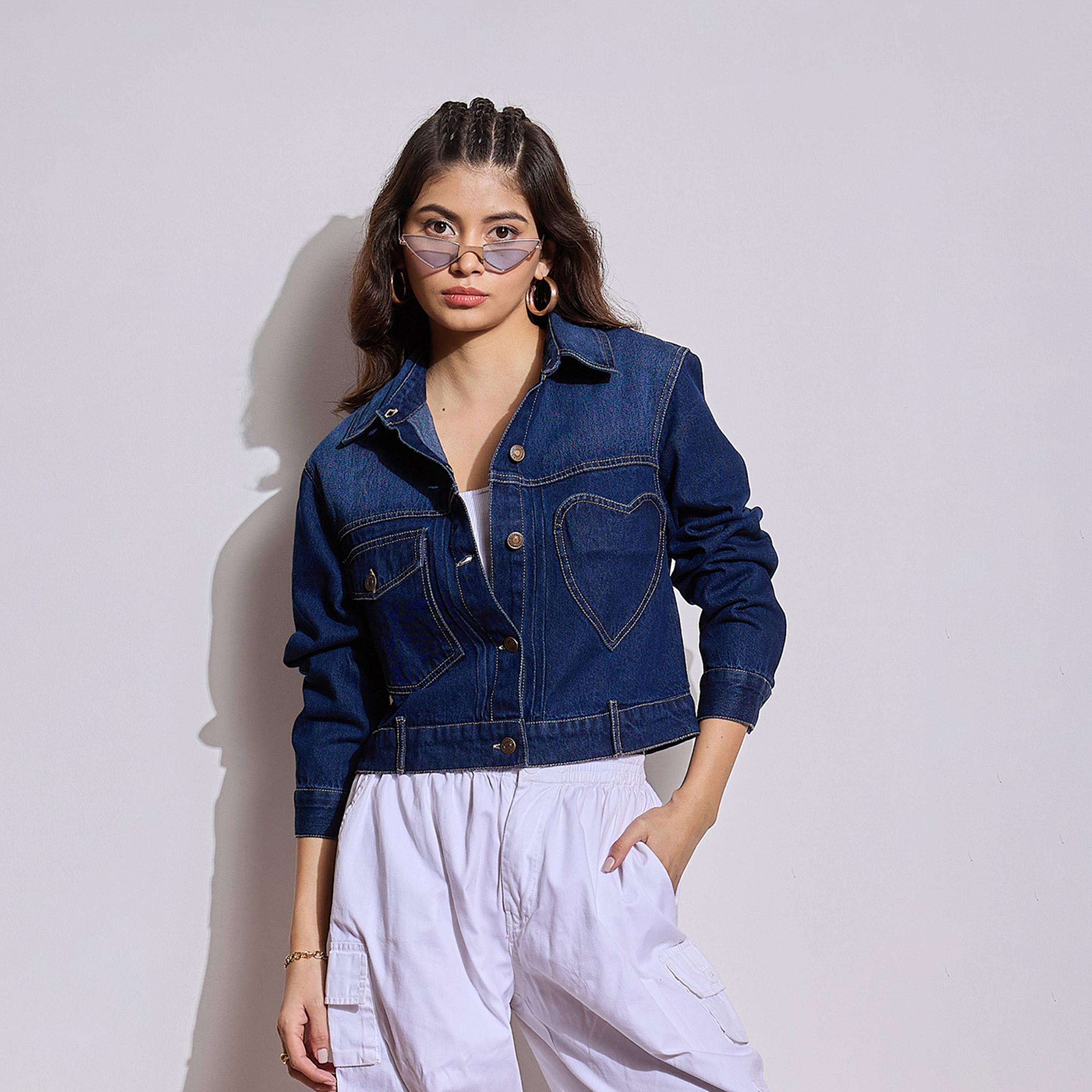 Sassafras X Styli Denim Heart Pockets Crop Jacket-women-winterwear-coatsandjackets-jackets-image-1