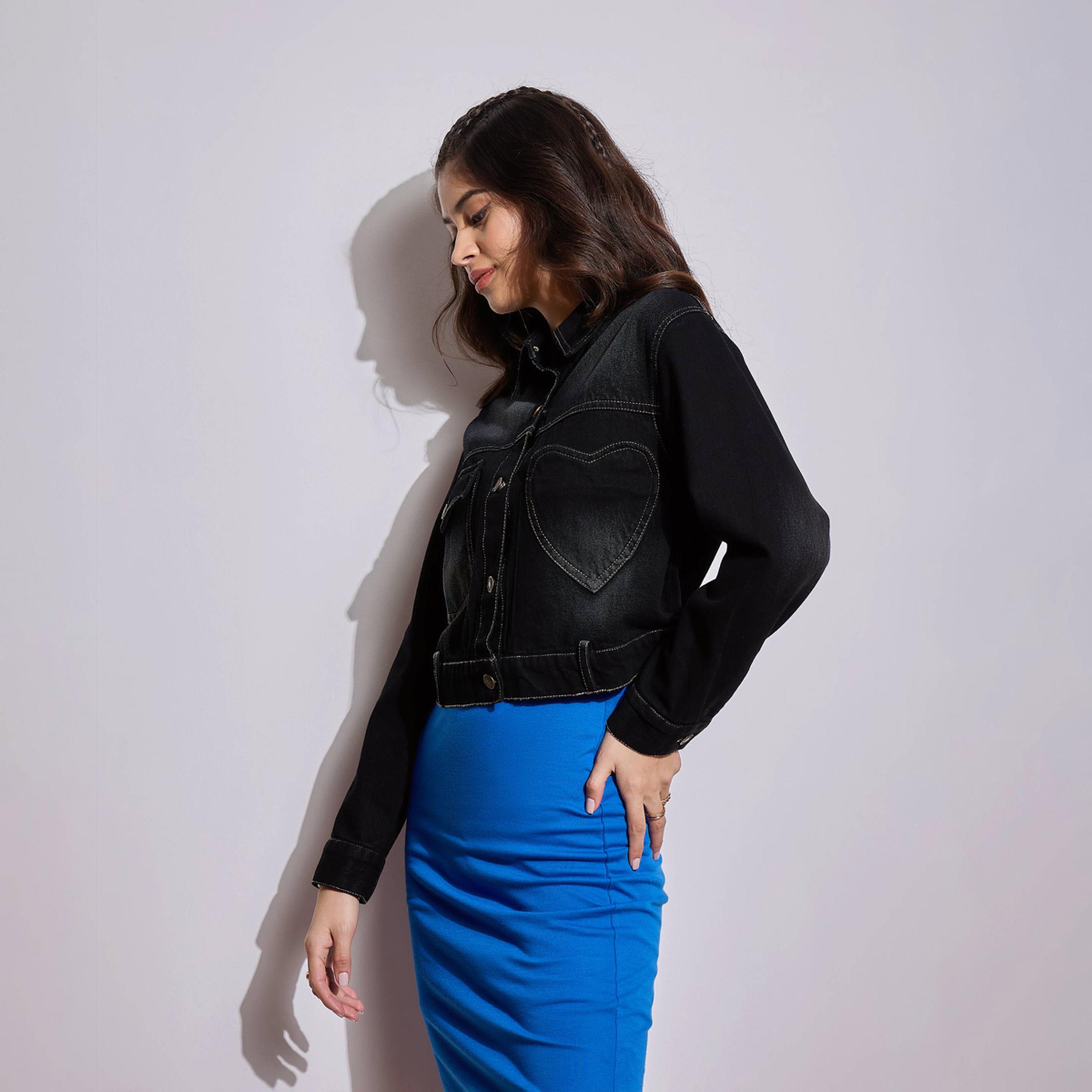 Sassafras X Styli Black Denim Heart Pockets Crop Jacket-women-winterwear-coatsandjackets-jackets-image-3