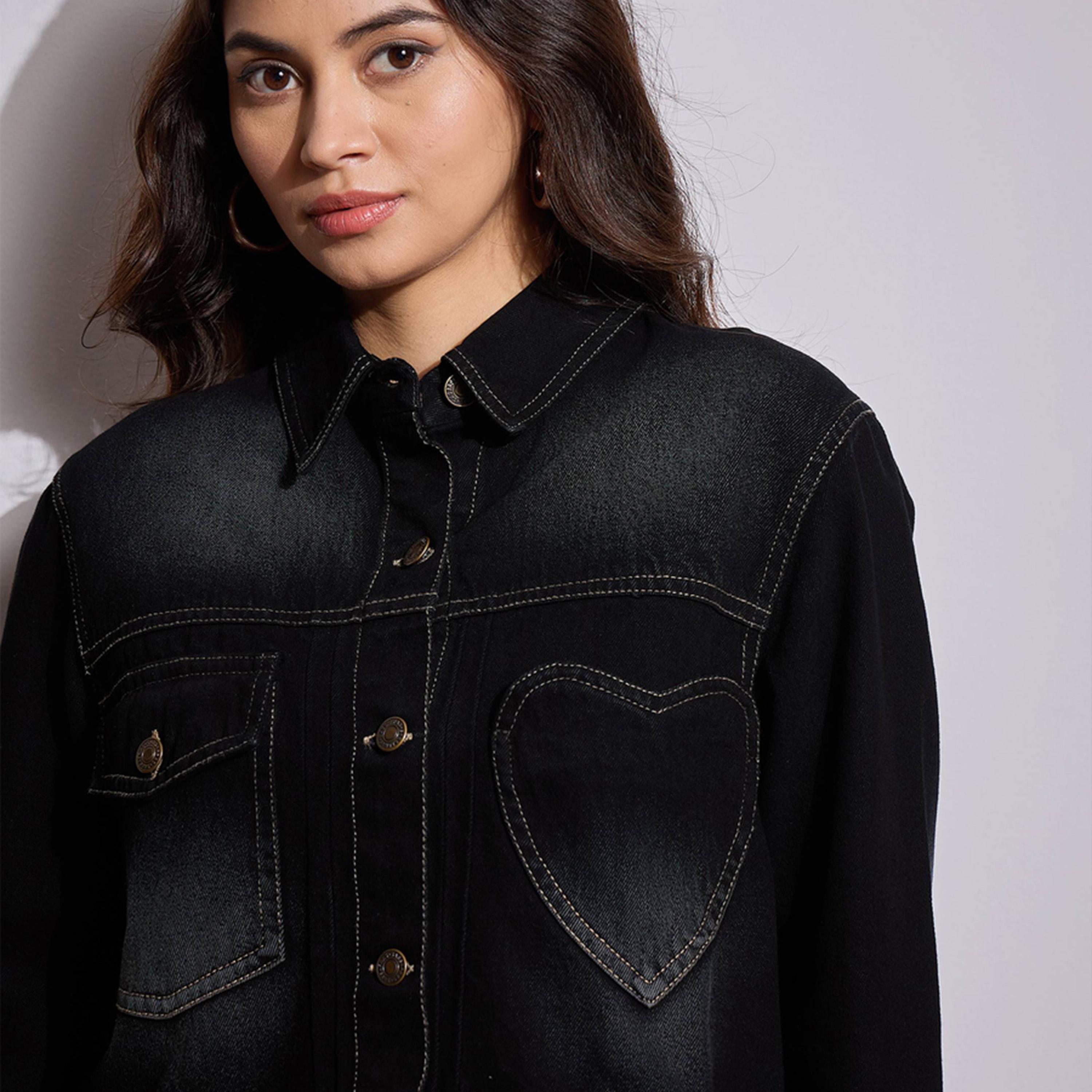Sassafras X Styli Black Denim Heart Pockets Crop Jacket-women-winterwear-coatsandjackets-jackets-image-4