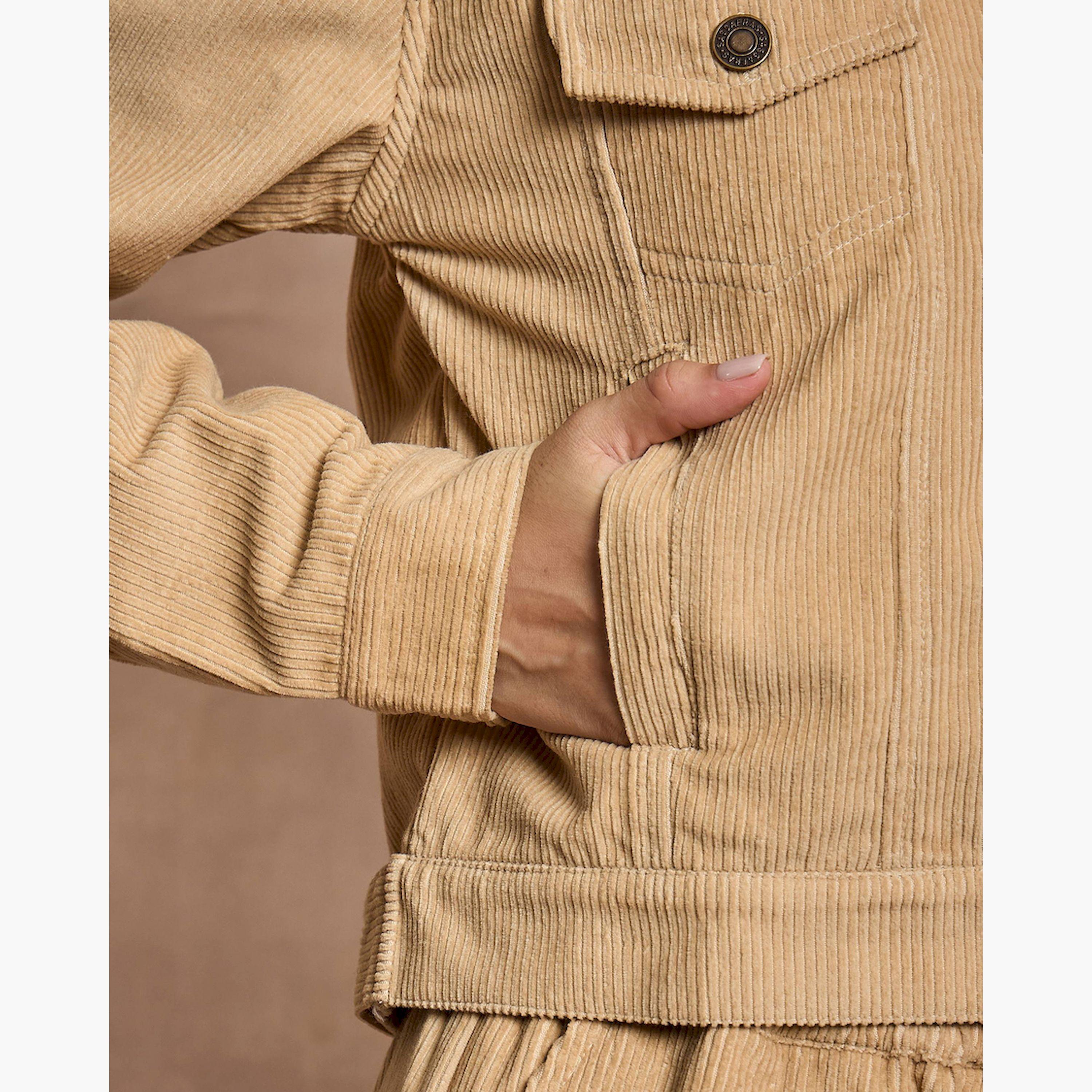 Sassafras X Styli Beige Corduroy Full Sleeve Jacket-women-winterwear-coatsandjackets-jackets-image-5