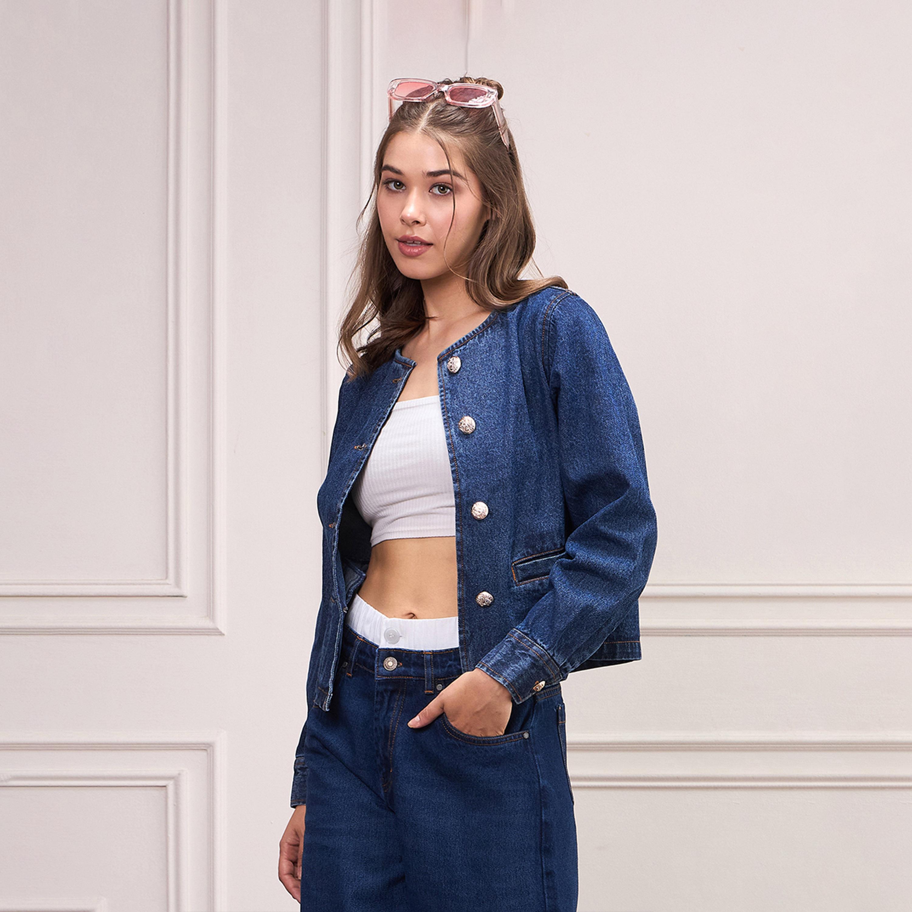 Sassafras X Styli Washed Denim Front Button Jacket-women-winterwear-coatsandjackets-jackets-image-3